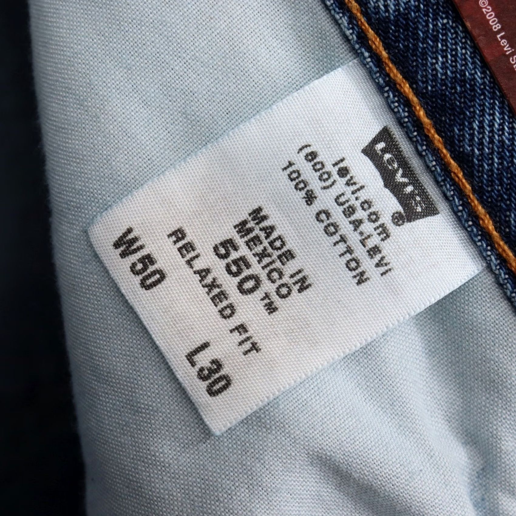 Levi's Levi's 550 Jeans Men 50x30 Blue Denim Relaxed Straight Hemmed 25 Inseam Jeans 50 Waist Button Zip Pockets Logo Cotton Denim Medium Vintage: No Size US 34 / EU 50 - 3 Thumbnail