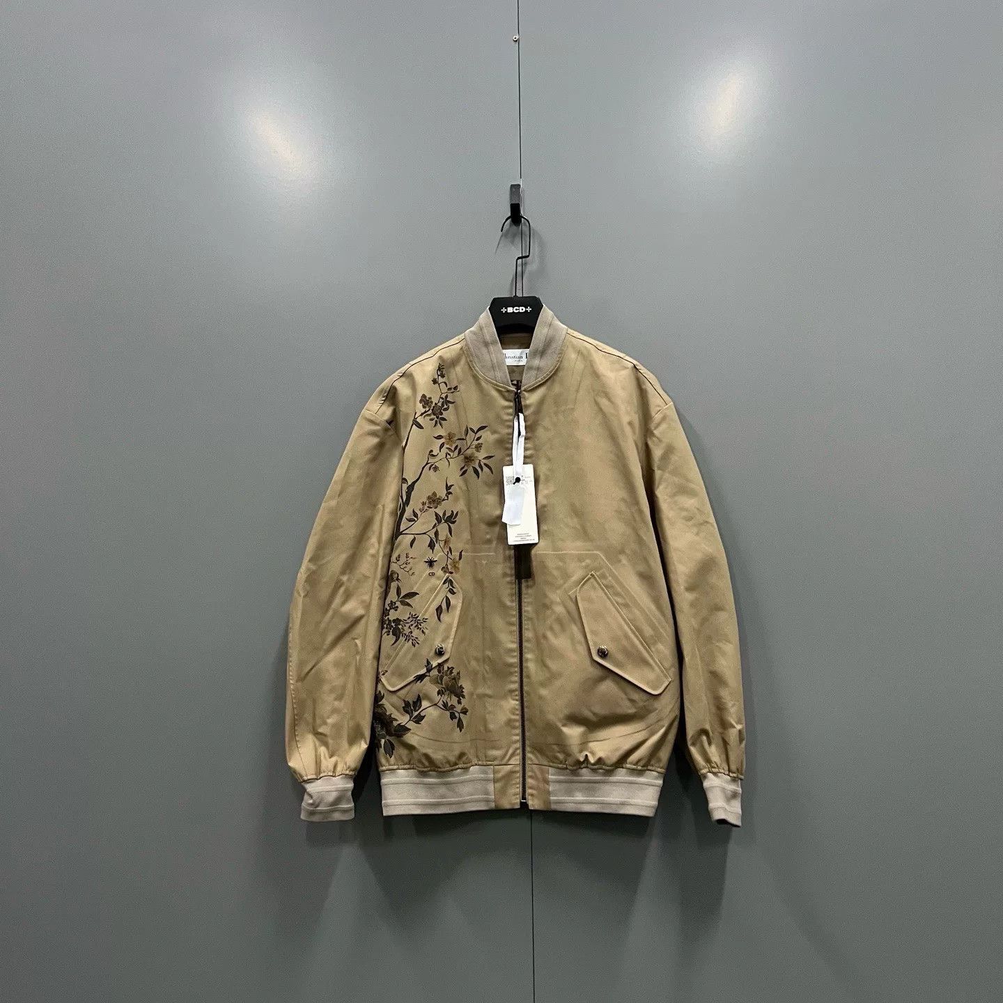 dior khaki floral print jacket size xs