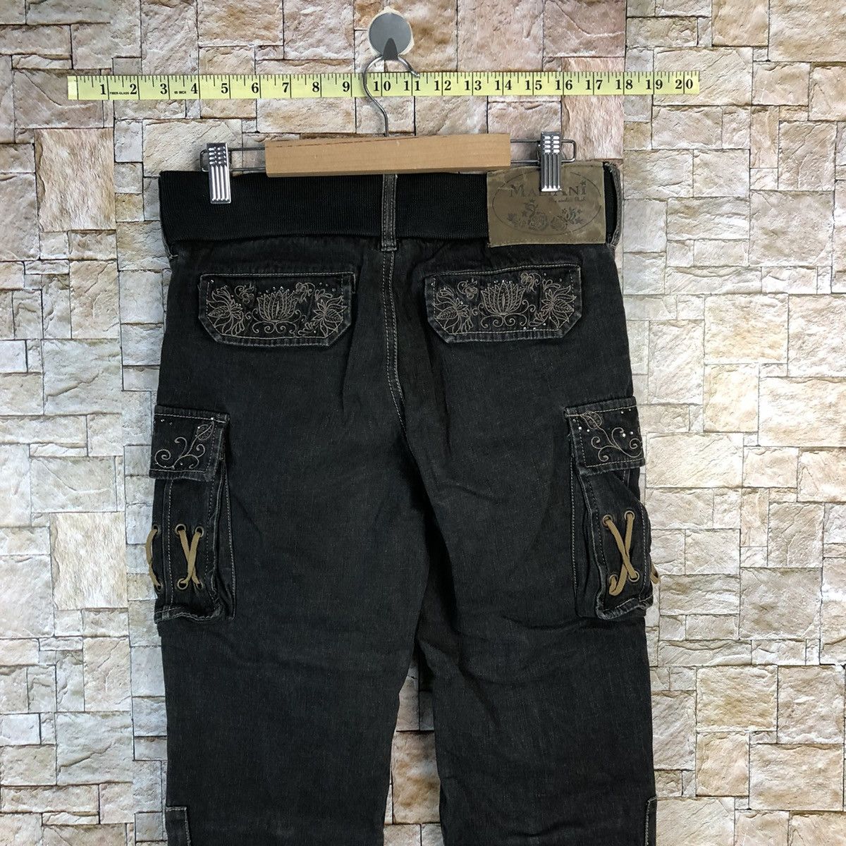 Japanese Brand Maliani Black Cropped seditionaries punk cargo Pants #A956 Size US 29 - 19 Thumbnail