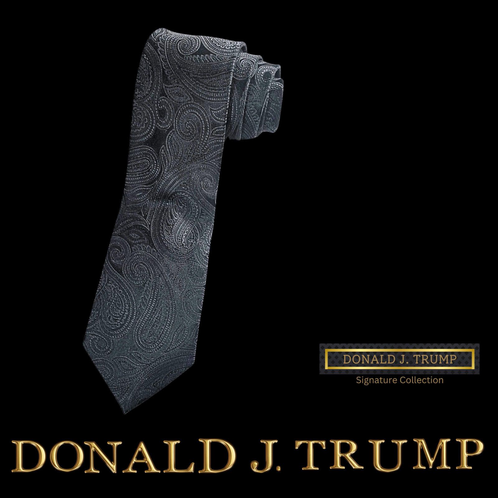 Donald J. Trump Necktie Tie Black Paisley NEW w/ Tie Box