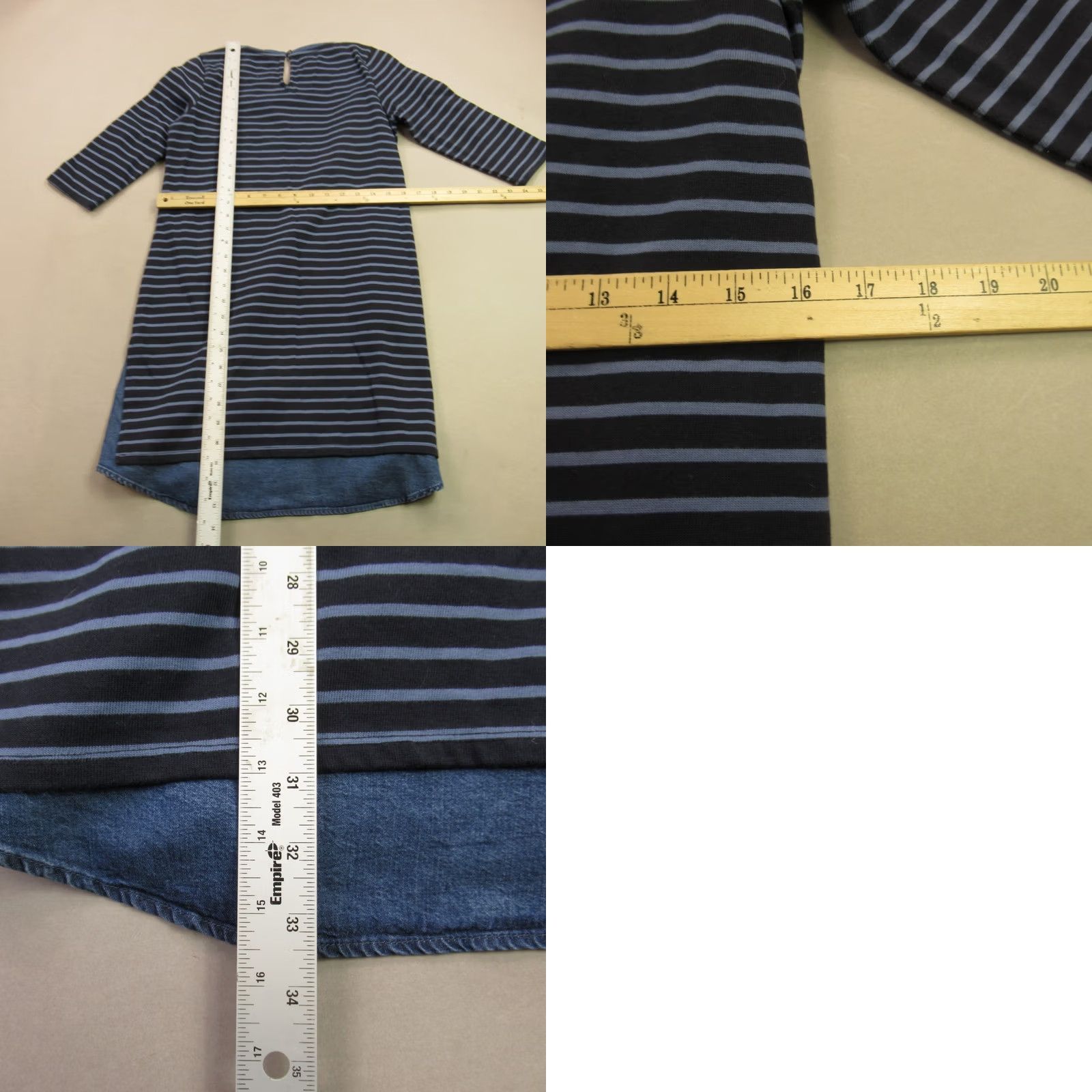 J. Jill J Jill Shirt Dress Womens XS Petite Long Sleeve Crew Neck Stripes Casual Knit 100% Cotton Knee Length Blue Women's Mens? Size XS / US 0-2 / IT 36-38 - 8 Thumbnail