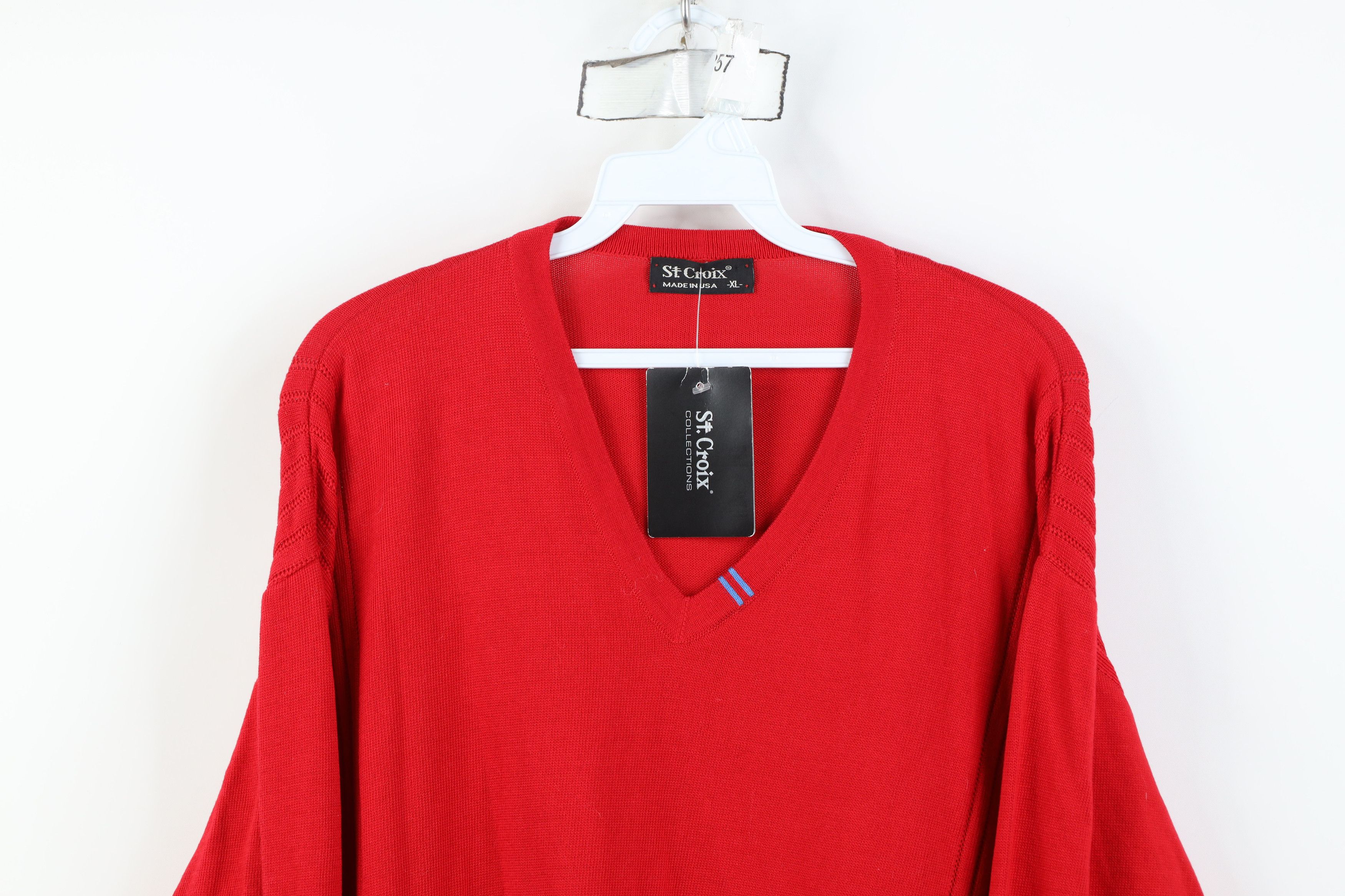 St. Croix Deadstock Vintage St Croix Ribbed Knit V-Neck Sweater USA Size US XL / EU 56 / 4 - 2 Thumbnail