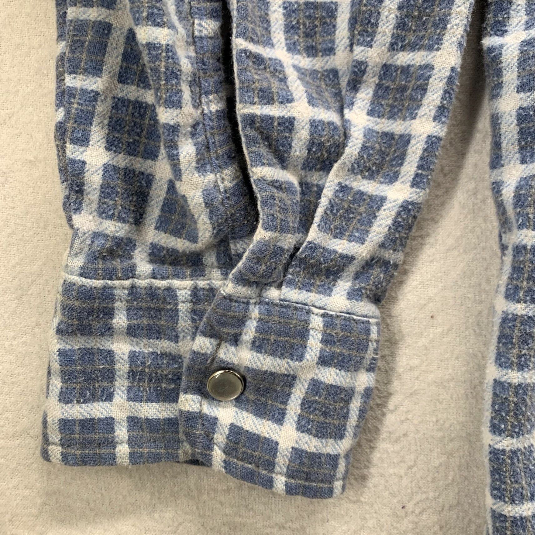 Haband VINTAGE 90s Pearl Snap Plaid Flannel Shirt Men Medium Blue Grunge Western Cotton Blend Size US M / EU 48-50 / 2 - 2 Thumbnail