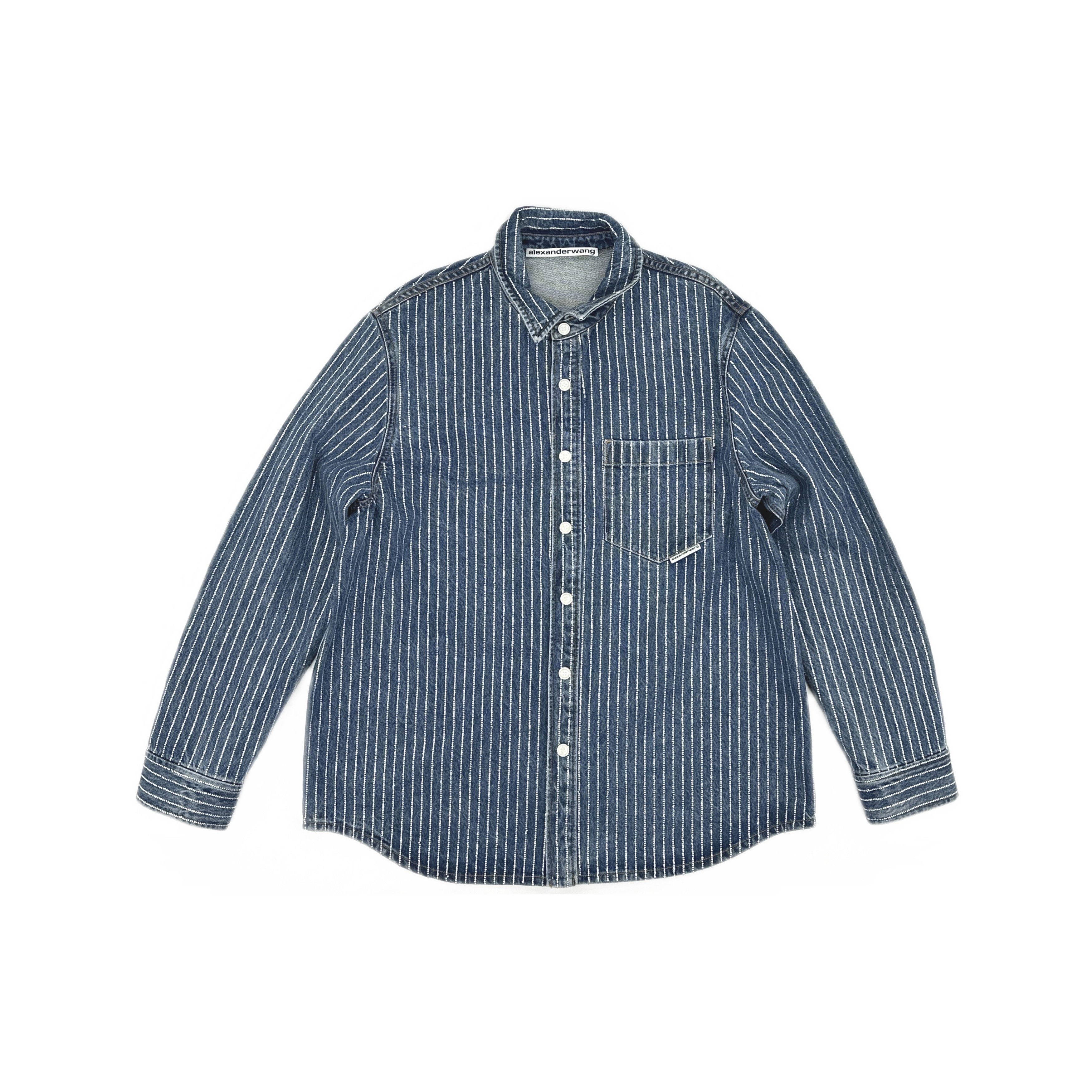 Alexander Wang Alexander Wang Crystal Striped Denim Shirt M Size M / US 6-8 / IT 42-44 - 1 Thumbnail