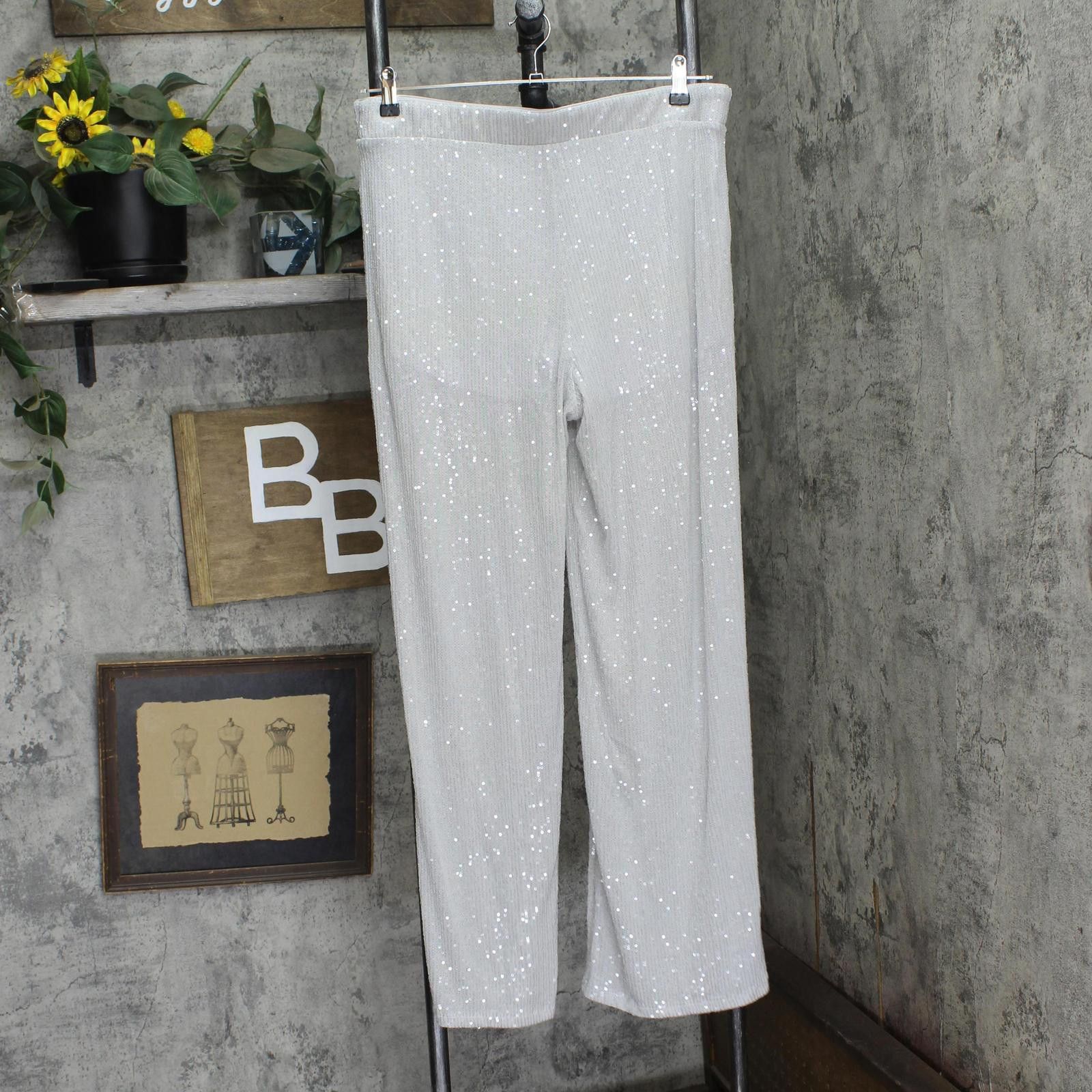 Other Nwt Wild Fable Leg Holiday Sequin Pants 91904444 Gray L Size 36" / US 14 / IT 50 - 2 Thumbnail
