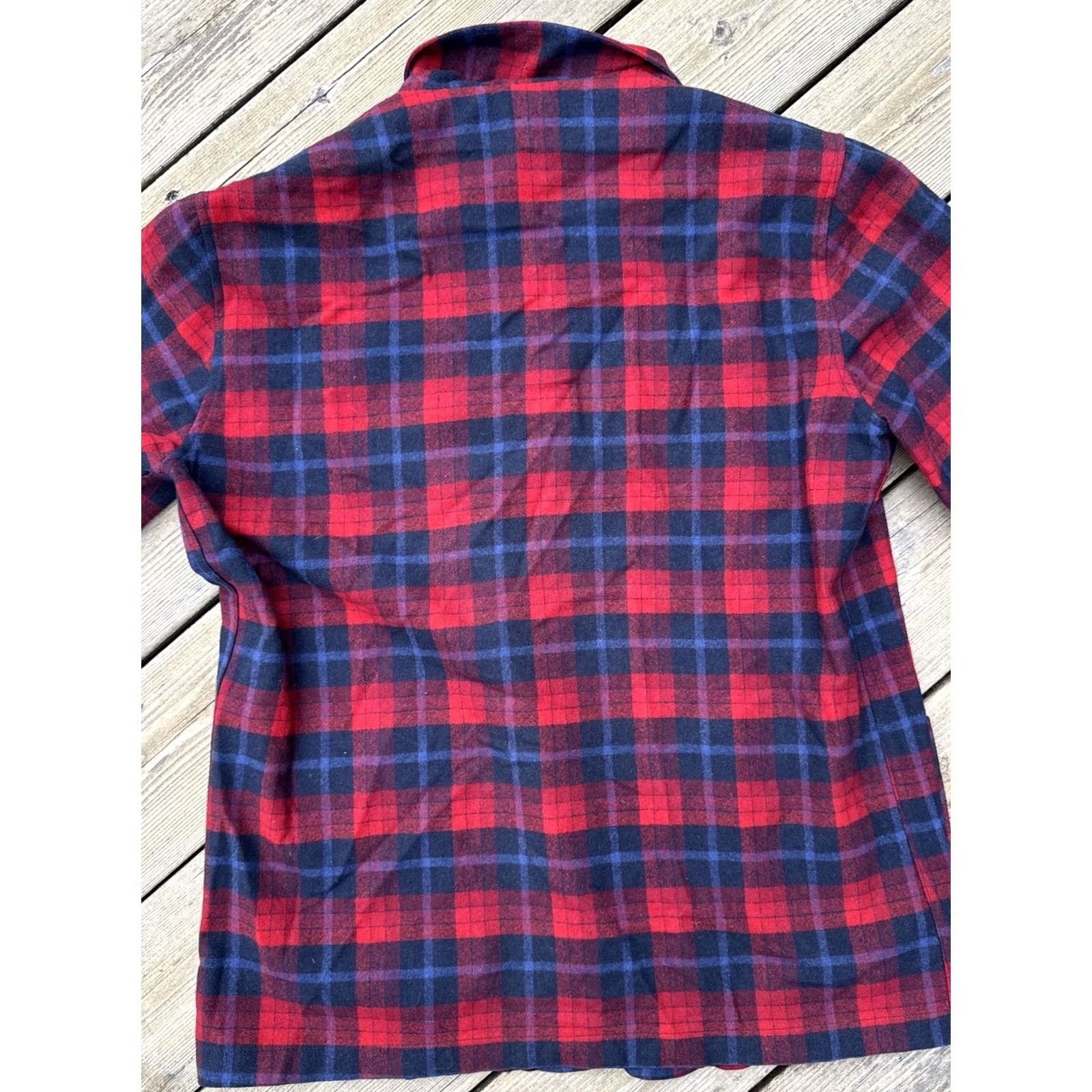 Pendleton VINTAGE Pendleton USA Jacket Wool Plaid Red Black Tartan Large 60s 70s Mens Size US L / EU 52-54 / 3 - 7 Thumbnail
