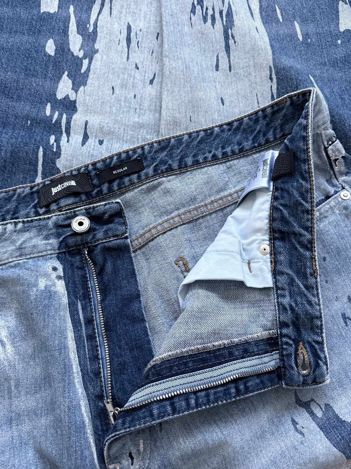 Just Cavalli 2000s Cavalli Baggy Painted Washed Jeans Size US 42 / EU 58 - 7 Thumbnail