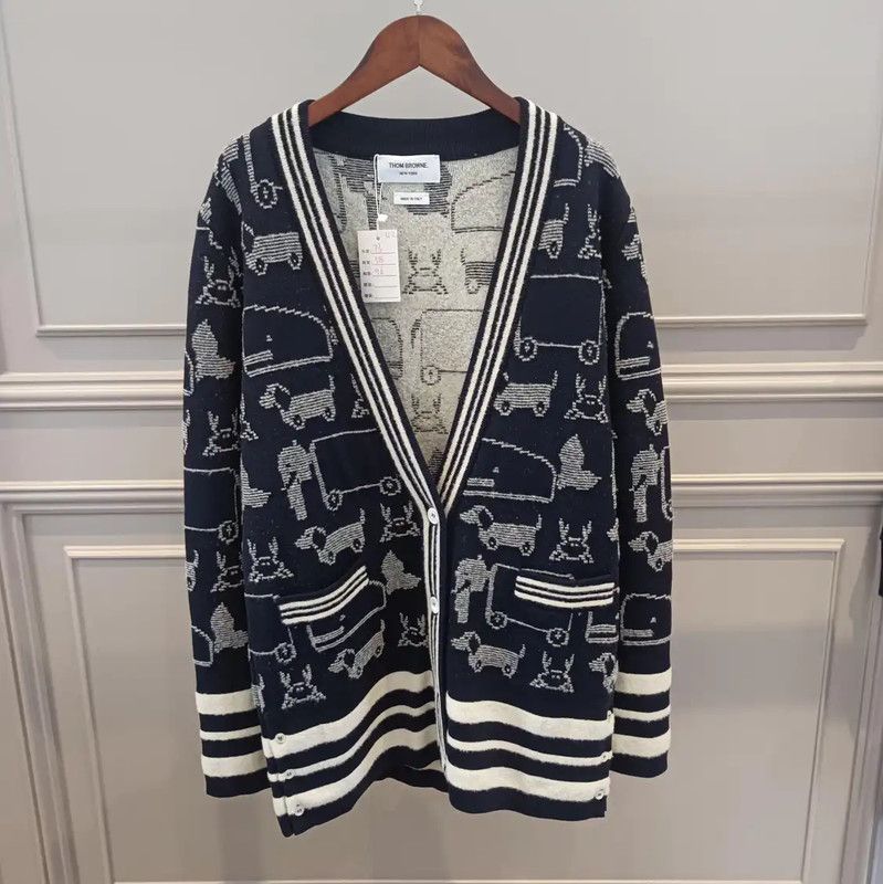 Thom Browne Thom Browne Black Wool-Blend Long Cardigan 0089 Size M / US 6-8 / IT 42-44 - 1 Thumbnail