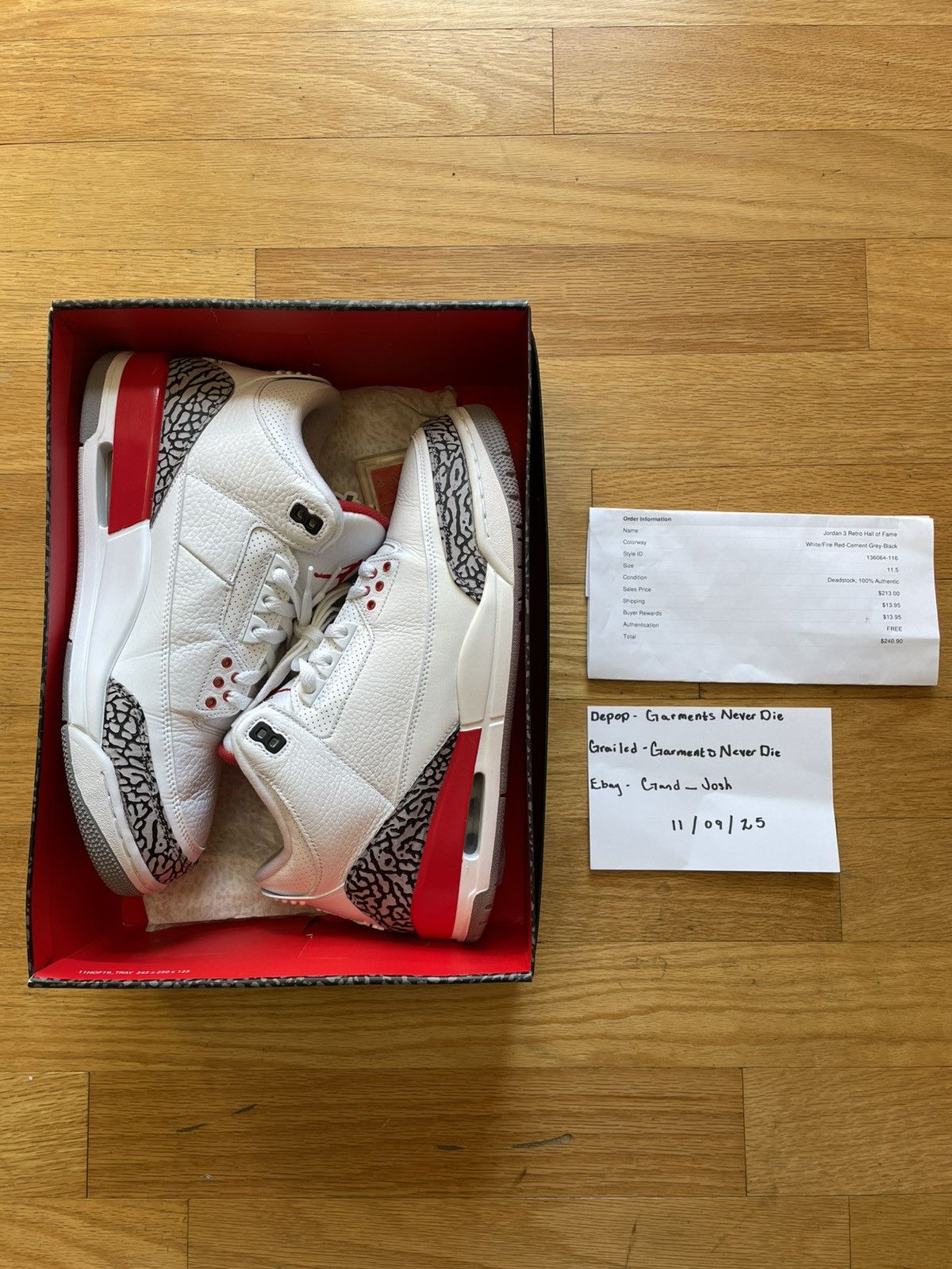 Jordan Brand Air Jordan Retro 3 (Hall of fame/Katrina) Size US 11.5 / EU 44-45 - 6 Thumbnail