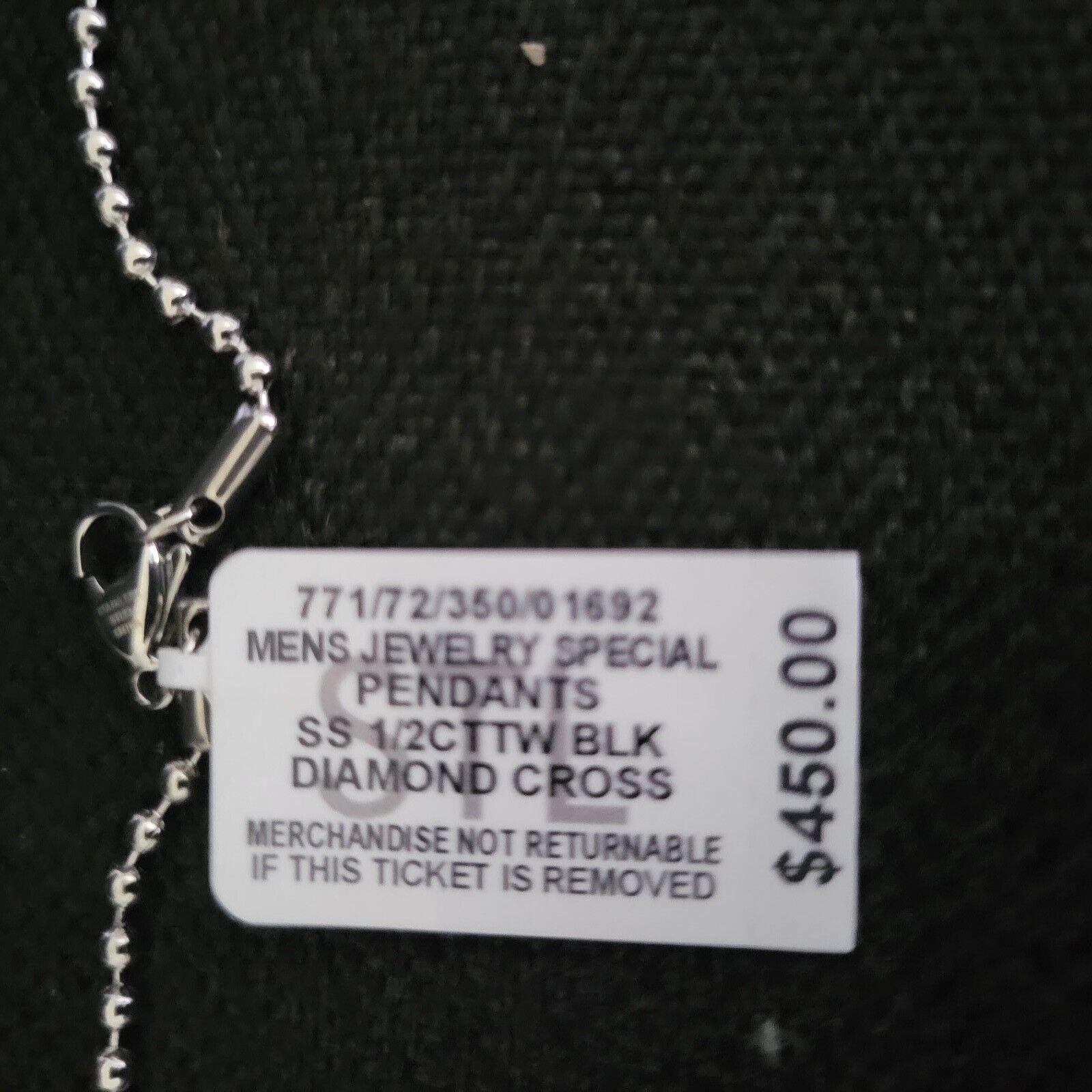 Macys Mens Diamond Cross Pendant Necklace. Black 24 inch Size ONE SIZE - 7 Thumbnail