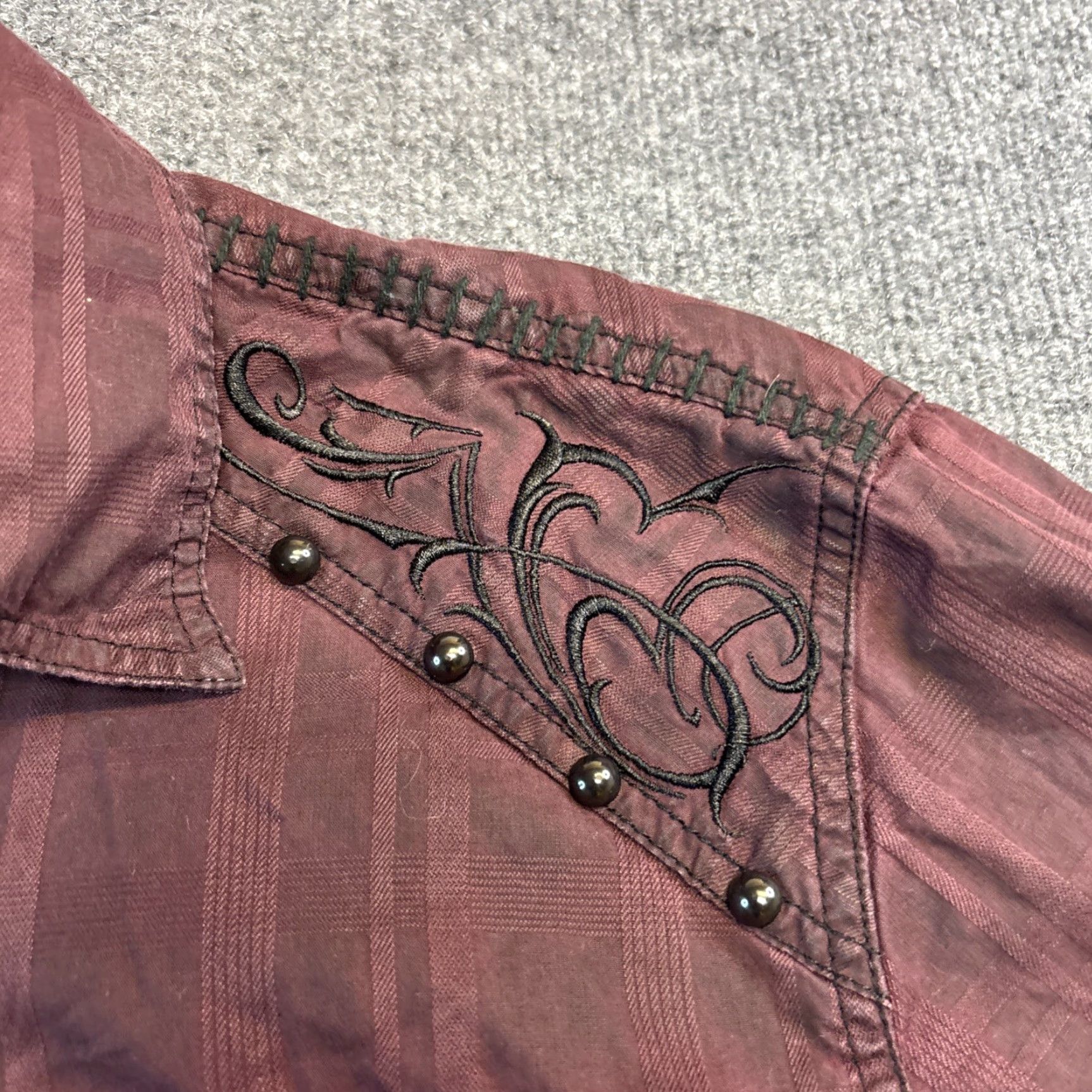 Affliction Affliction Button-Up Shirt Men M Purple Studded Y2K Premium Black Medium Size US M / EU 48-50 / 2 - 5 Thumbnail