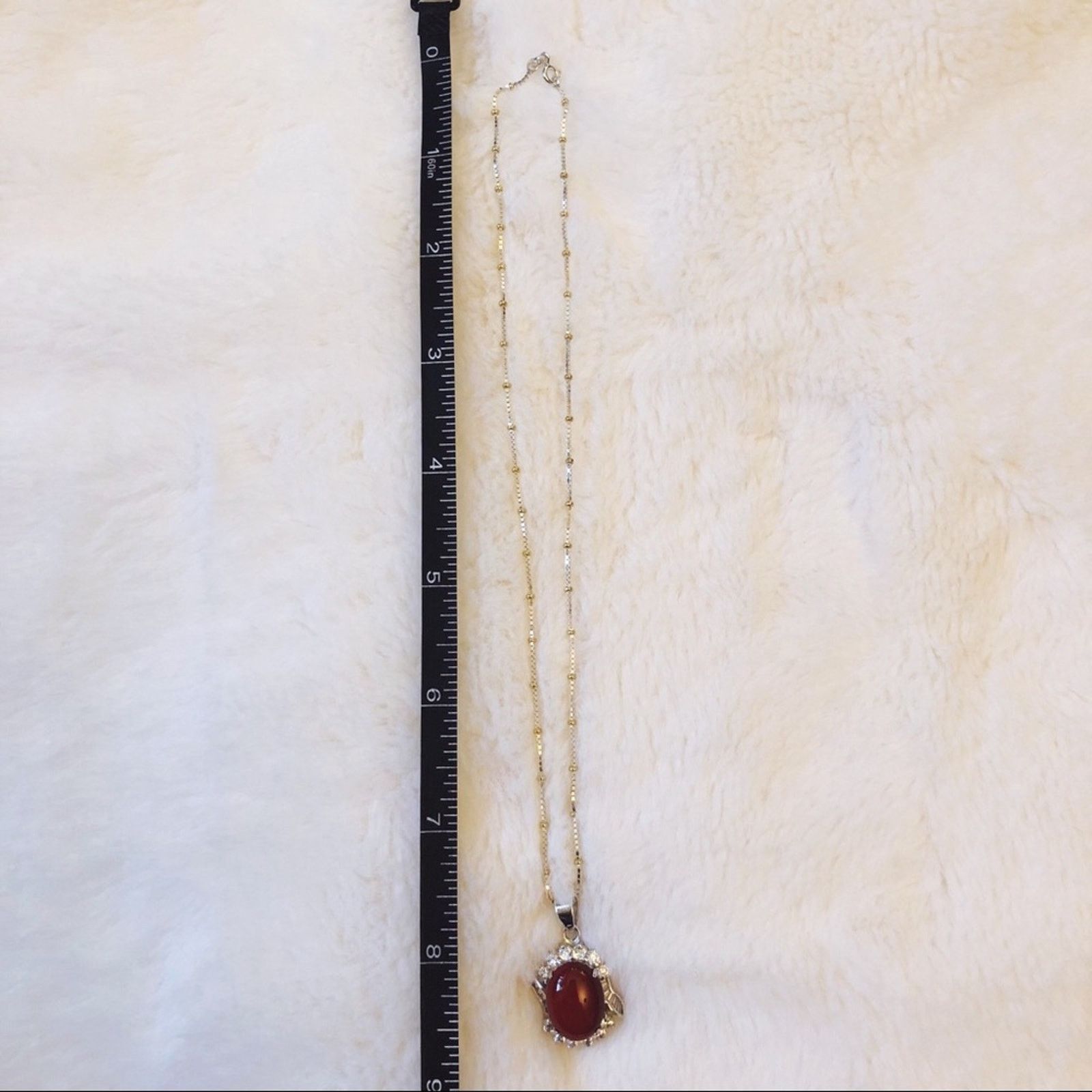 Other Sterling Silver Red Crystal Pendant Necklace Size ONE SIZE - 9 Thumbnail
