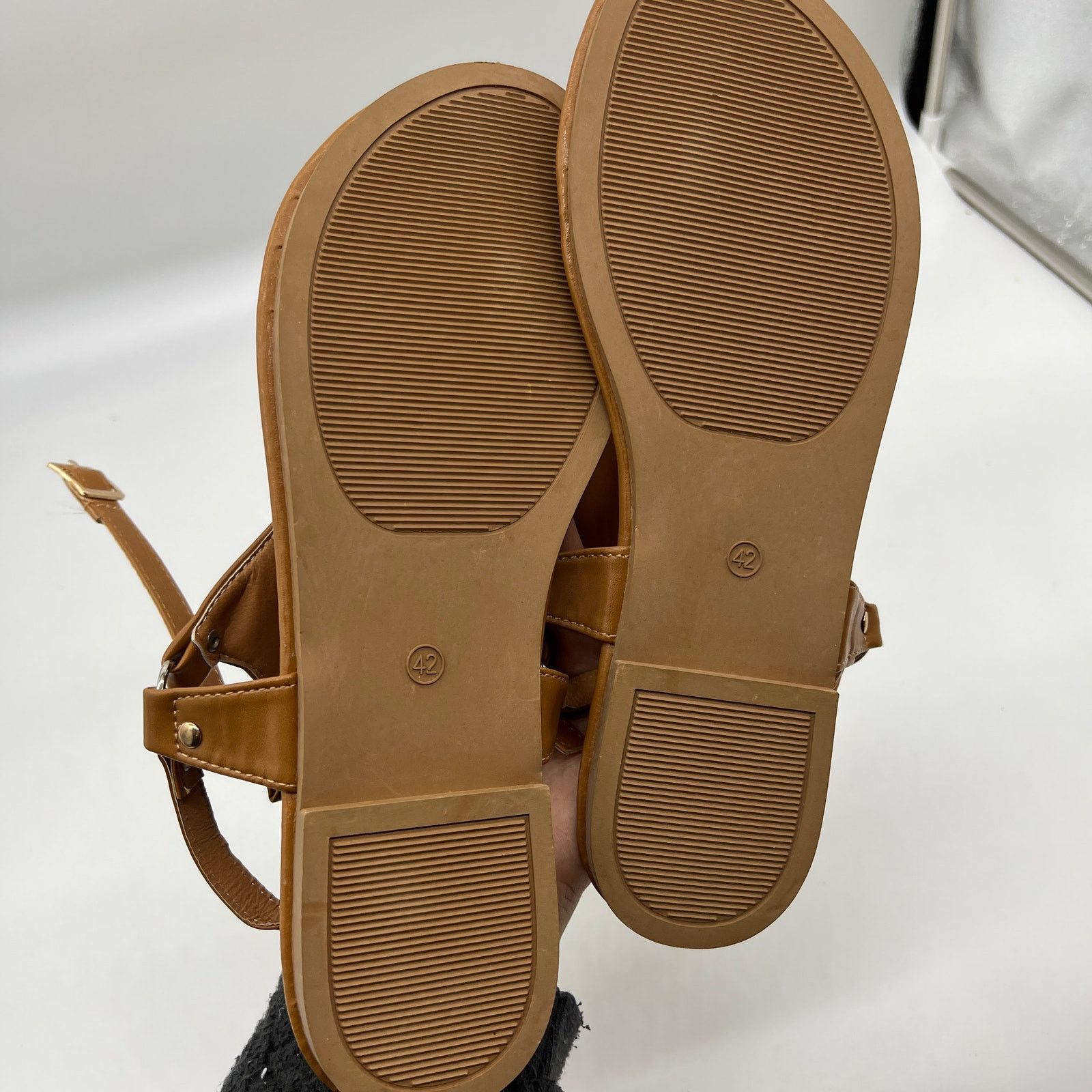 Other Thong Sandals Open Toe Shoes Flat Ankle Buckle Brow Size US 10 / IT 40 - 6 Thumbnail