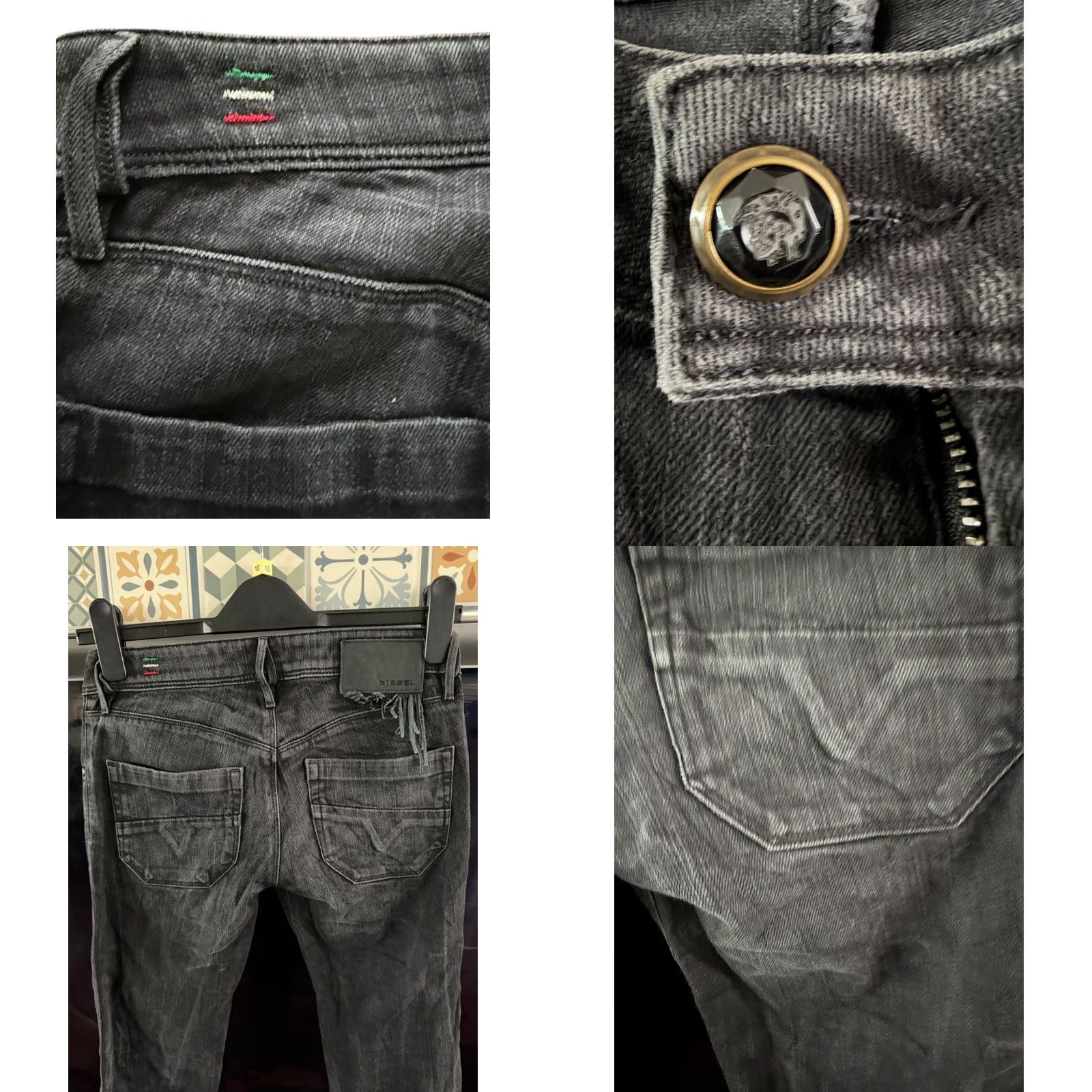 Diesel DIESEL NEVY Jeans Women W25 L34 Stretch Black Grey Wash 008ZQ Made in Italy Skinny 5-Pocket Denim Size 42" / US 20 - 8 Thumbnail