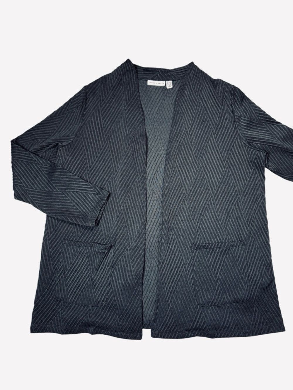 Other Susan Graver Black Open Front Textured Cardigan Size 1X Size XL / US 12-14 / IT 48-50 - 2 Thumbnail