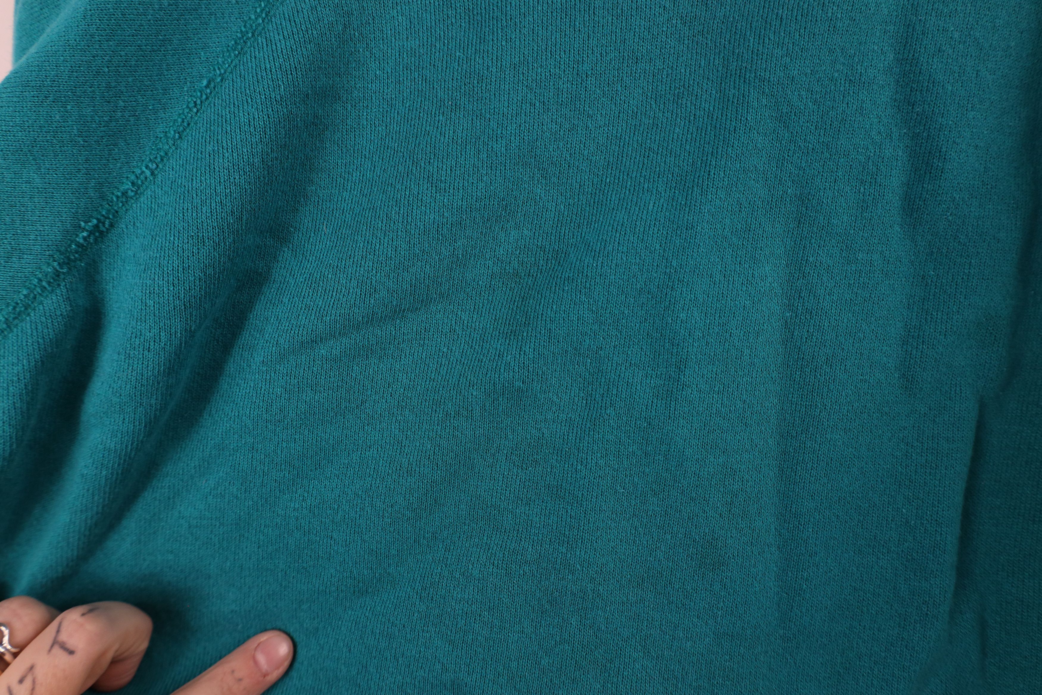 Vintage Vintage 90s Streetwear Blank Crewneck Sweatshirt Teal USA Size XL / US 12-14 / IT 48-50 - 5 Thumbnail