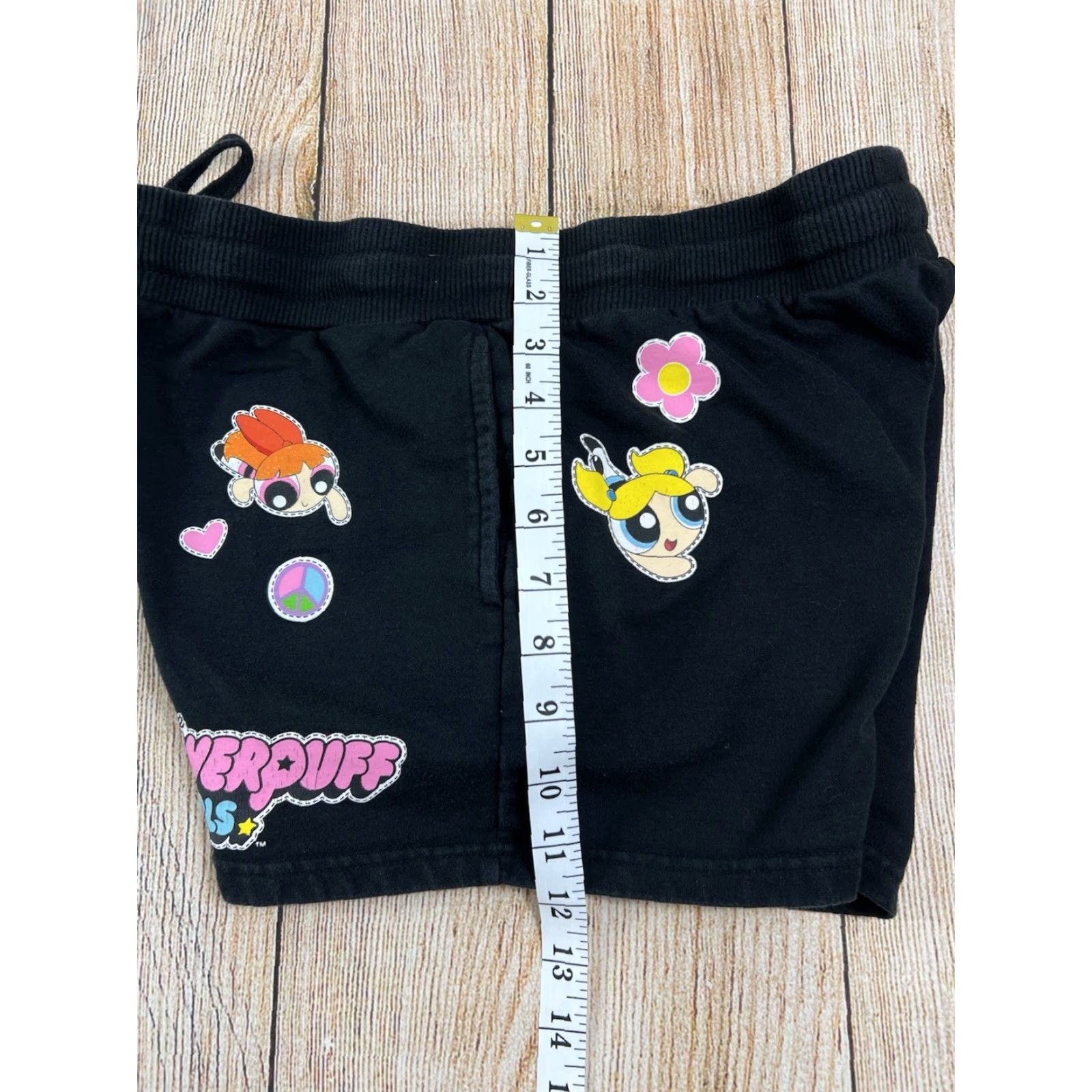 Vintage VINTAGE Women’s Cartoon Network Powerpuff Girls Shorts L 11/13 Black Elastic Drawstring Sweat Activewear Casual 90s Womens Size 36" / US 14 / IT 50 - 7 Thumbnail