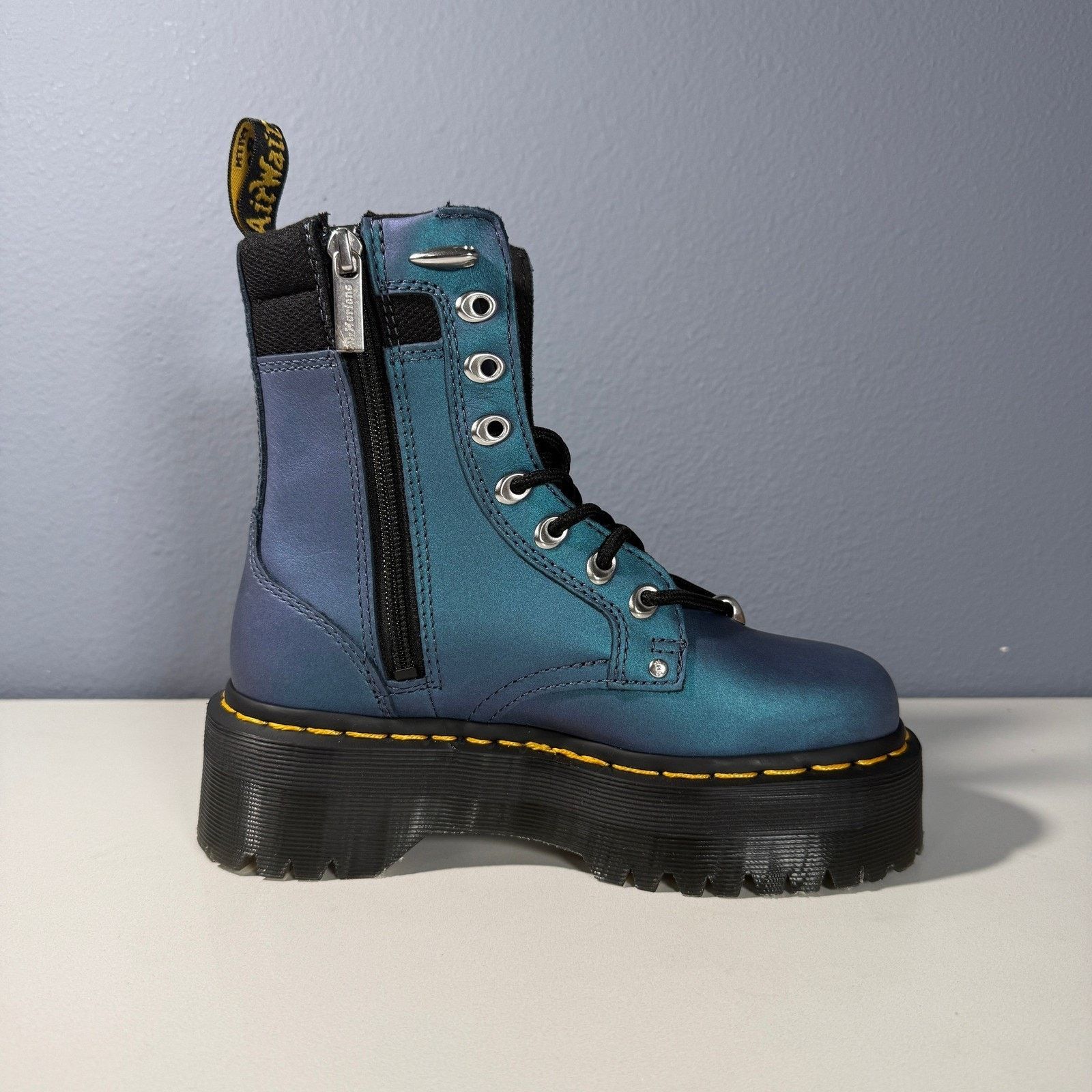 Dr. Martens Dr. Martens Jadon HDW II Iridescent Blue Platform Boots Size US 5 / IT 35 - 8 Thumbnail
