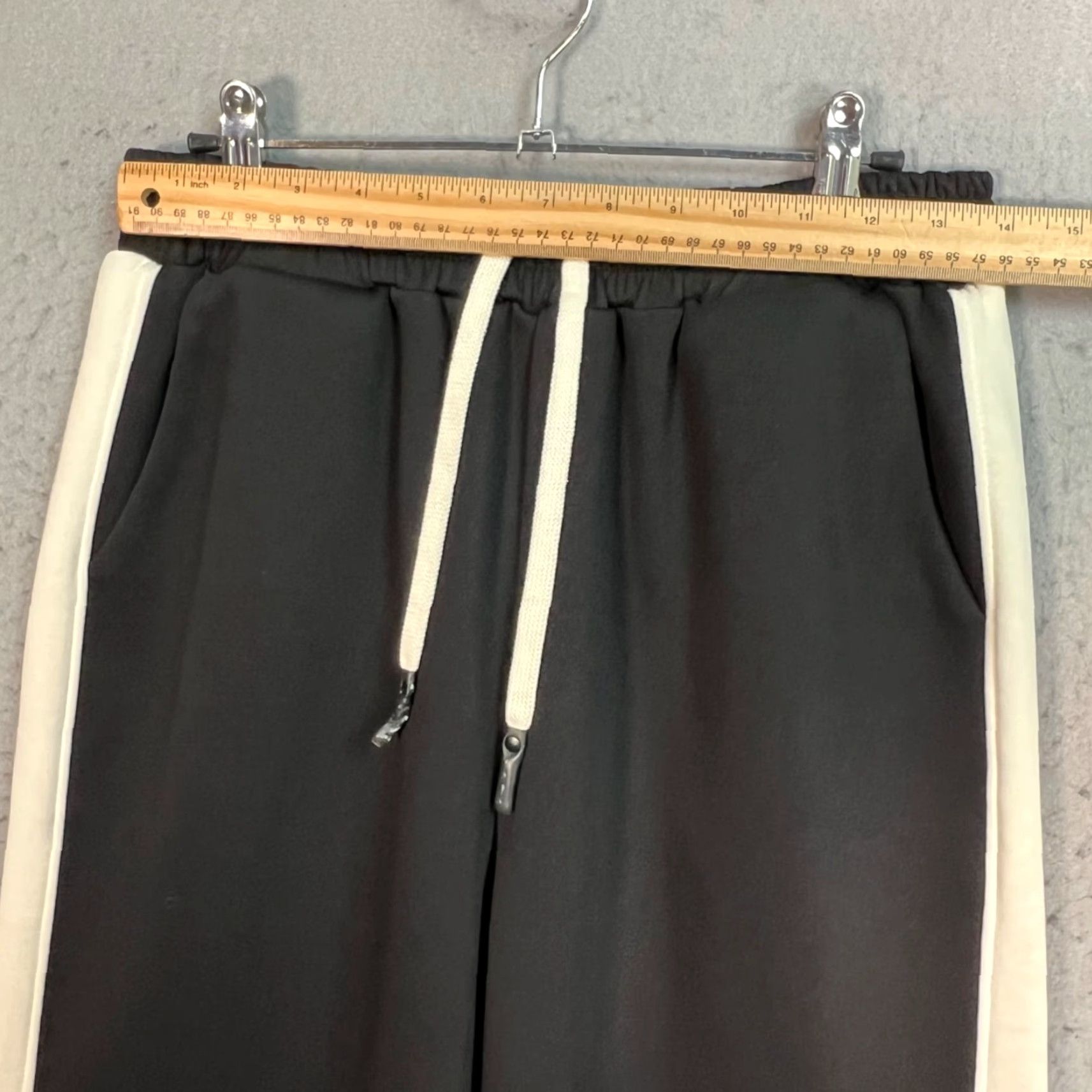 Vintage Commense Large Black & White Wide-Leg Pants Elastic Waist Contrast Stripe Size 36" / US 14 / IT 50 - 5 Thumbnail