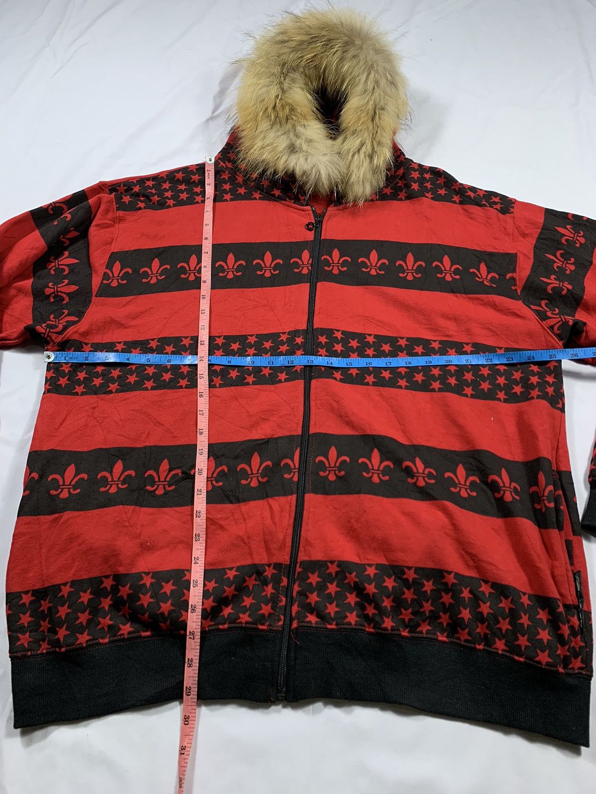 14th Addiction × If Six Was Nine × KMRii Japanese Rank Up Stripe Star Zip Fur Hoodie Size US XXL / EU 58 / 5 - 7 Thumbnail