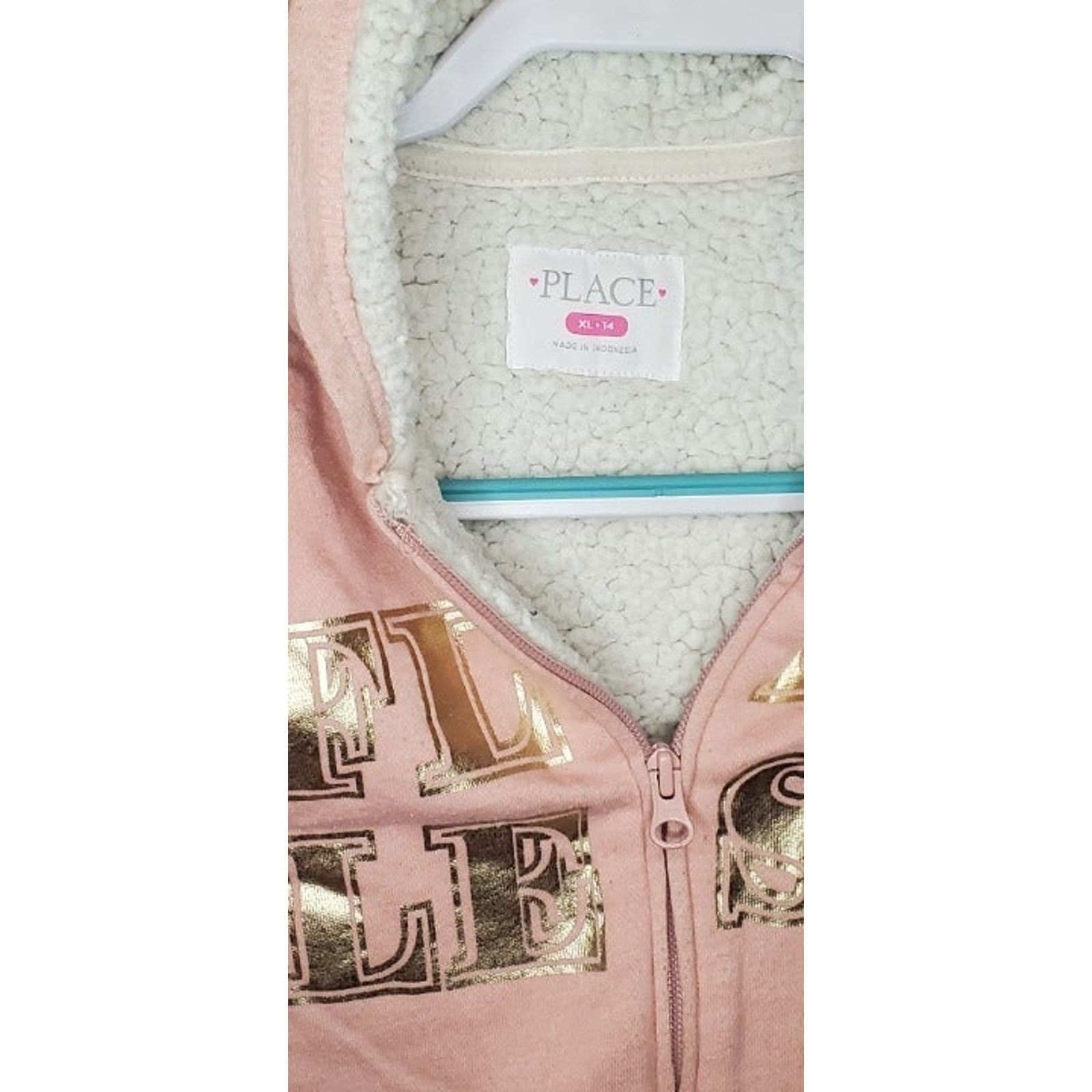 Other Girls Pink Hooded Fleece Sweater XL (14) Childrens Place Size XL / US 12-14 / IT 48-50 - 5 Thumbnail