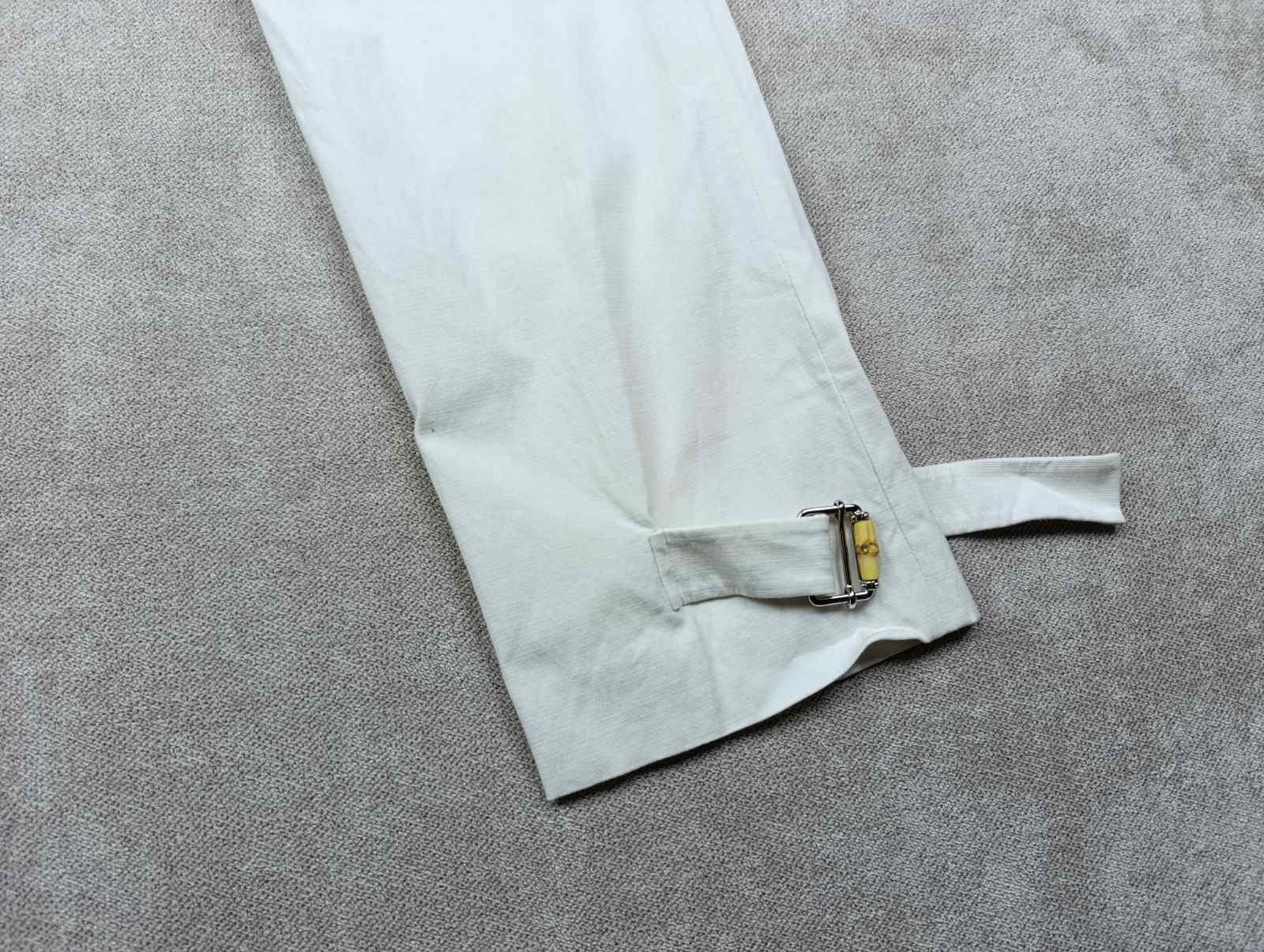 Gucci GUCCI VINTAGE CREAM COTTON BAMBOO BUCKLE TAPERED PANTS Size 28" / US 6 / IT 42 - 14 Thumbnail