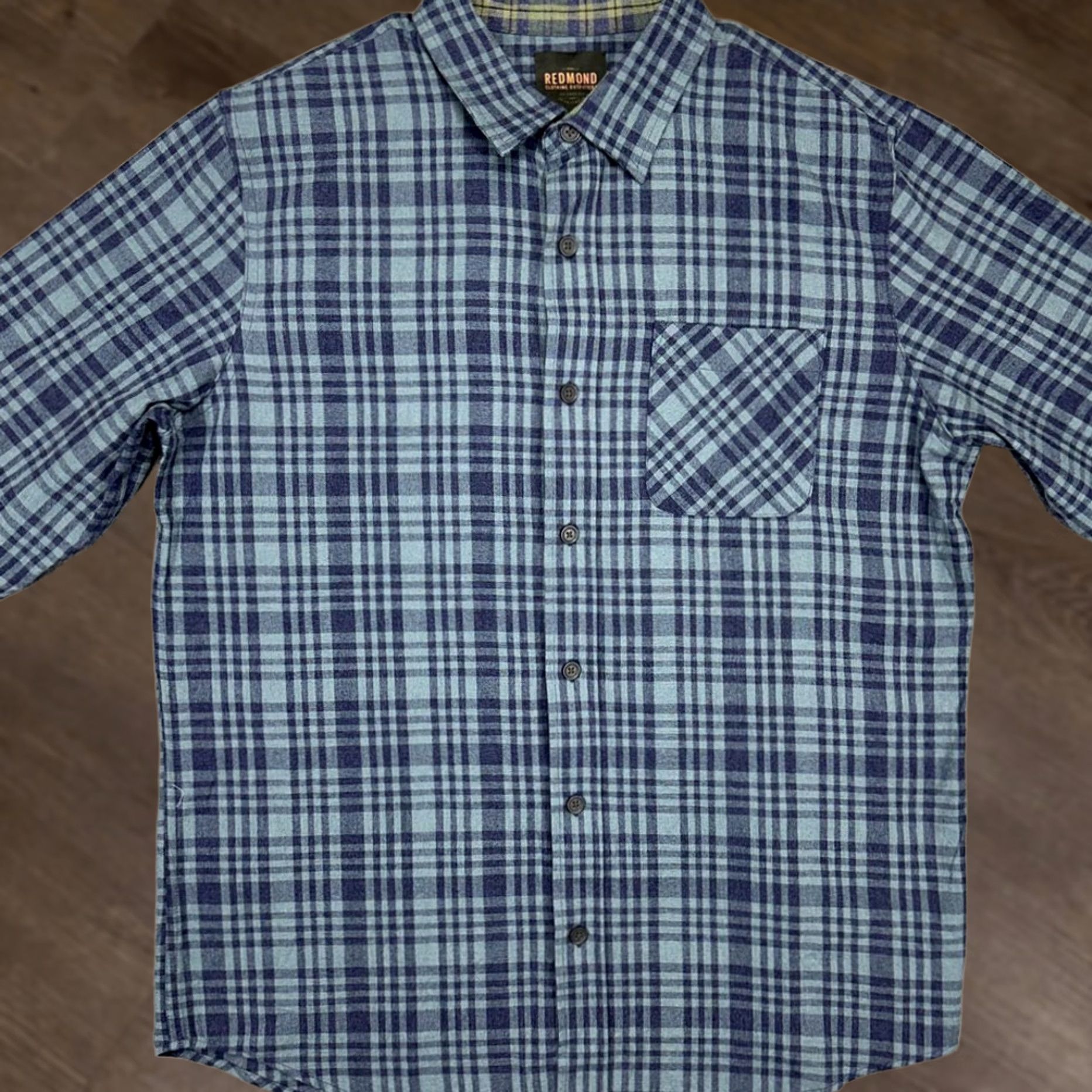 Vintage Redmond Flannel Shirt Mens Large Blue Plaid Button-Up Long Sleeve Casual Pocket Shirt Size US L / EU 52-54 / 3 - 1 Thumbnail