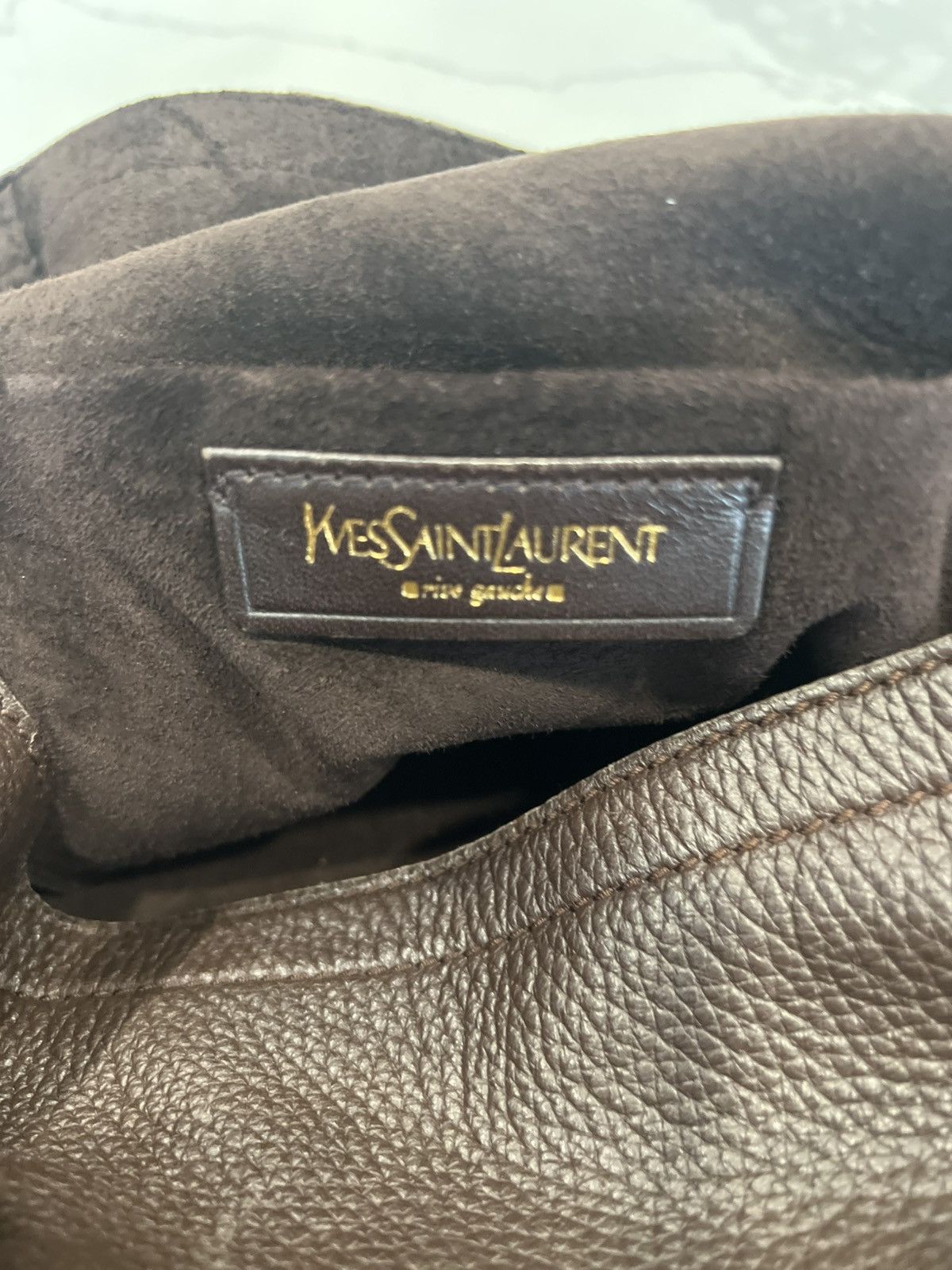 Yves Saint Laurent Yves Saint Laurent Rive Gauche Chocolate Brown Leather Tote Size ONE SIZE - 8 Thumbnail