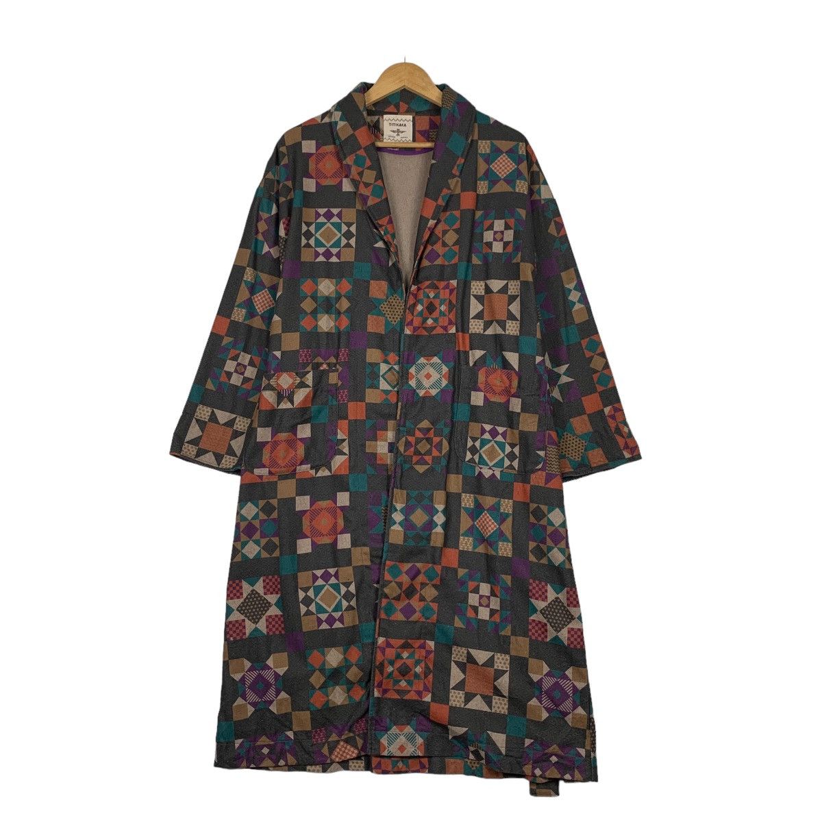 Japanese Brand Vintage TITICACA Motif Design Robe / Long Coat #1129-C52 Size M / US 6-8 / IT 42-44 - 1 Thumbnail