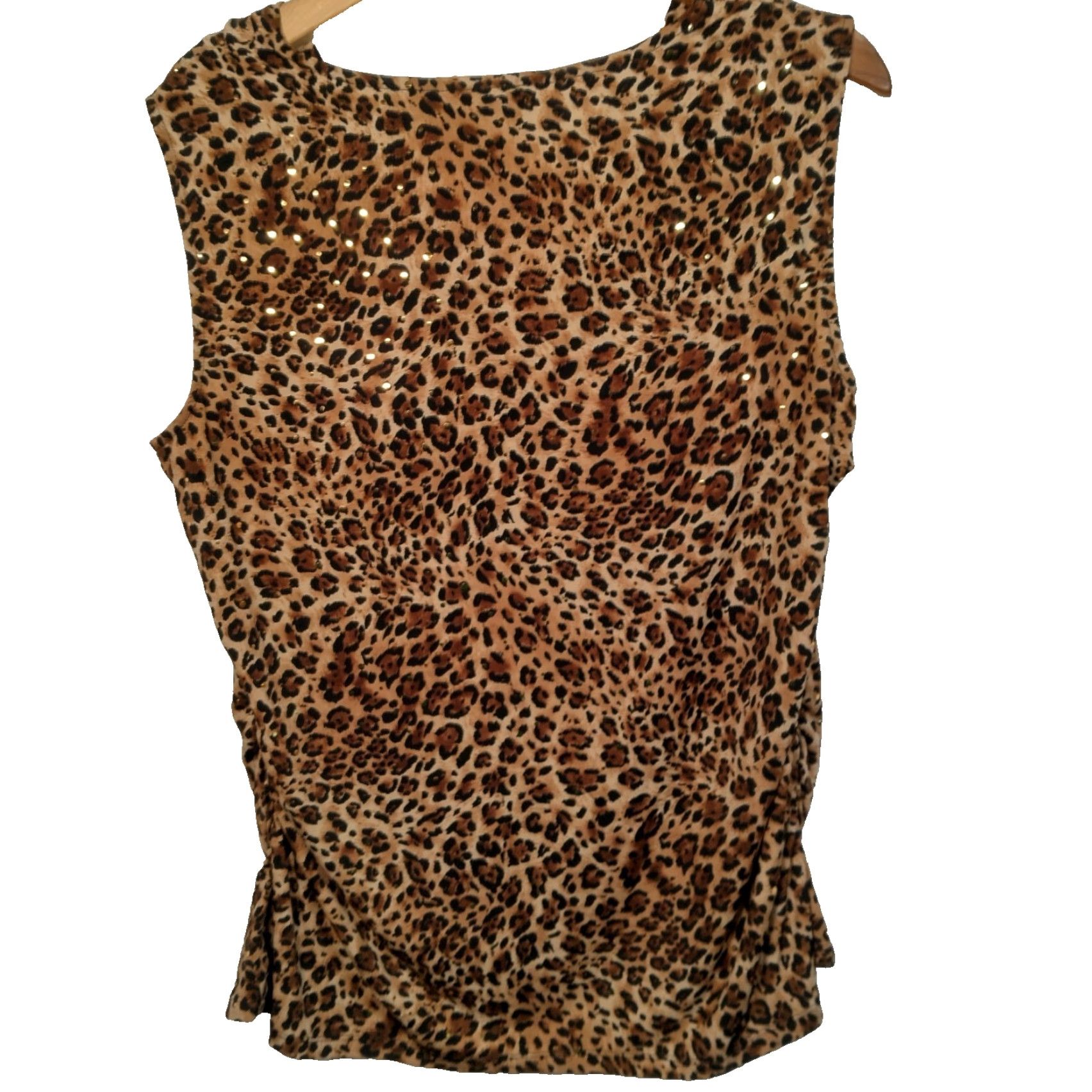 Laura Ashley VINTAGE Laura Ashley Shirt Women XL Sleeveless Brown Cat Cheetah Leopart Print Sequins Size XL / US 12-14 / IT 48-50 - 2 Thumbnail
