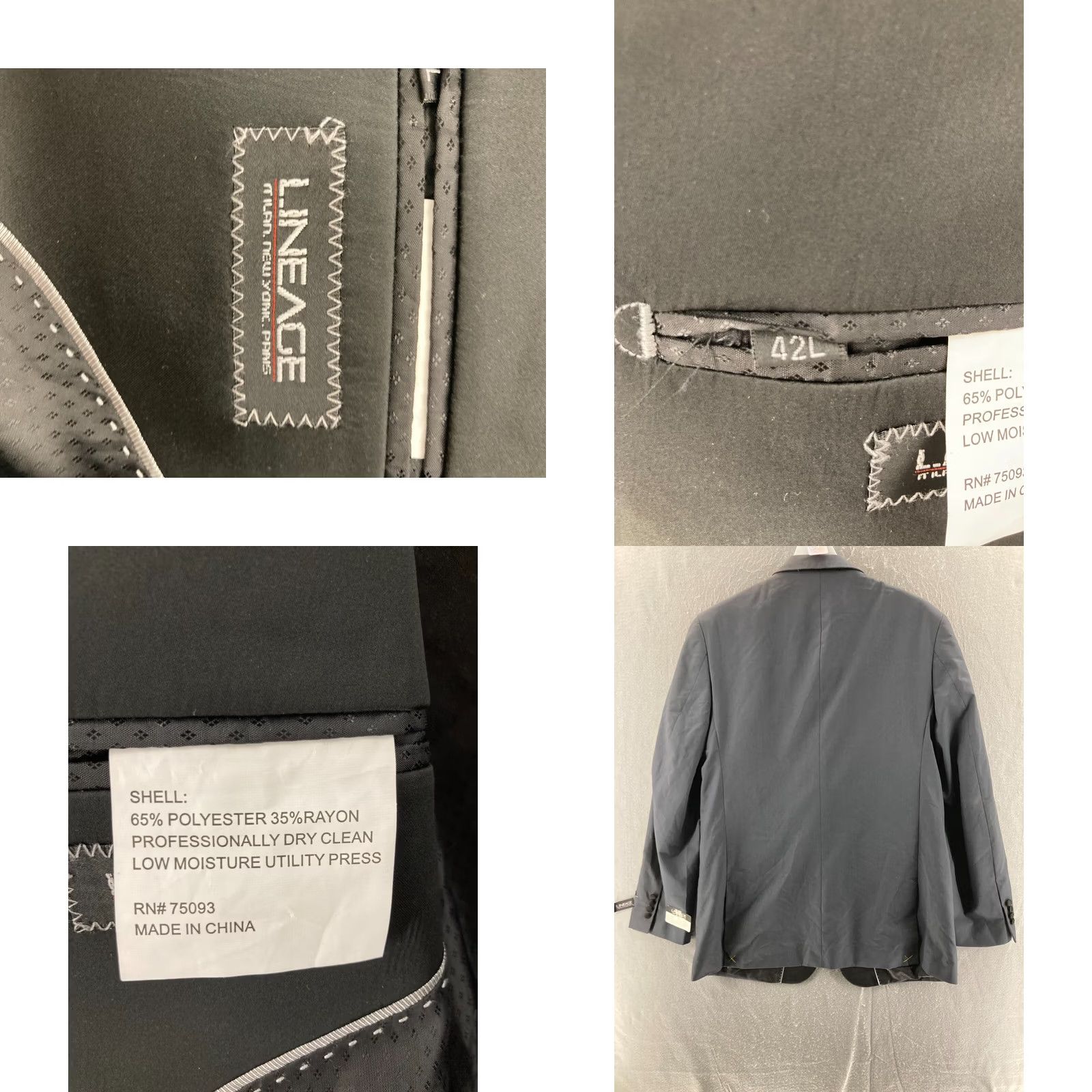Vintage Lineage Blazer Mens 42 Two-Button Gray Polyester Blend NWT Long Coat/Blazer Sized 42 Big & Tall Classic Fit Jacket Front Style: Two-Button Size 42R - 9 Thumbnail
