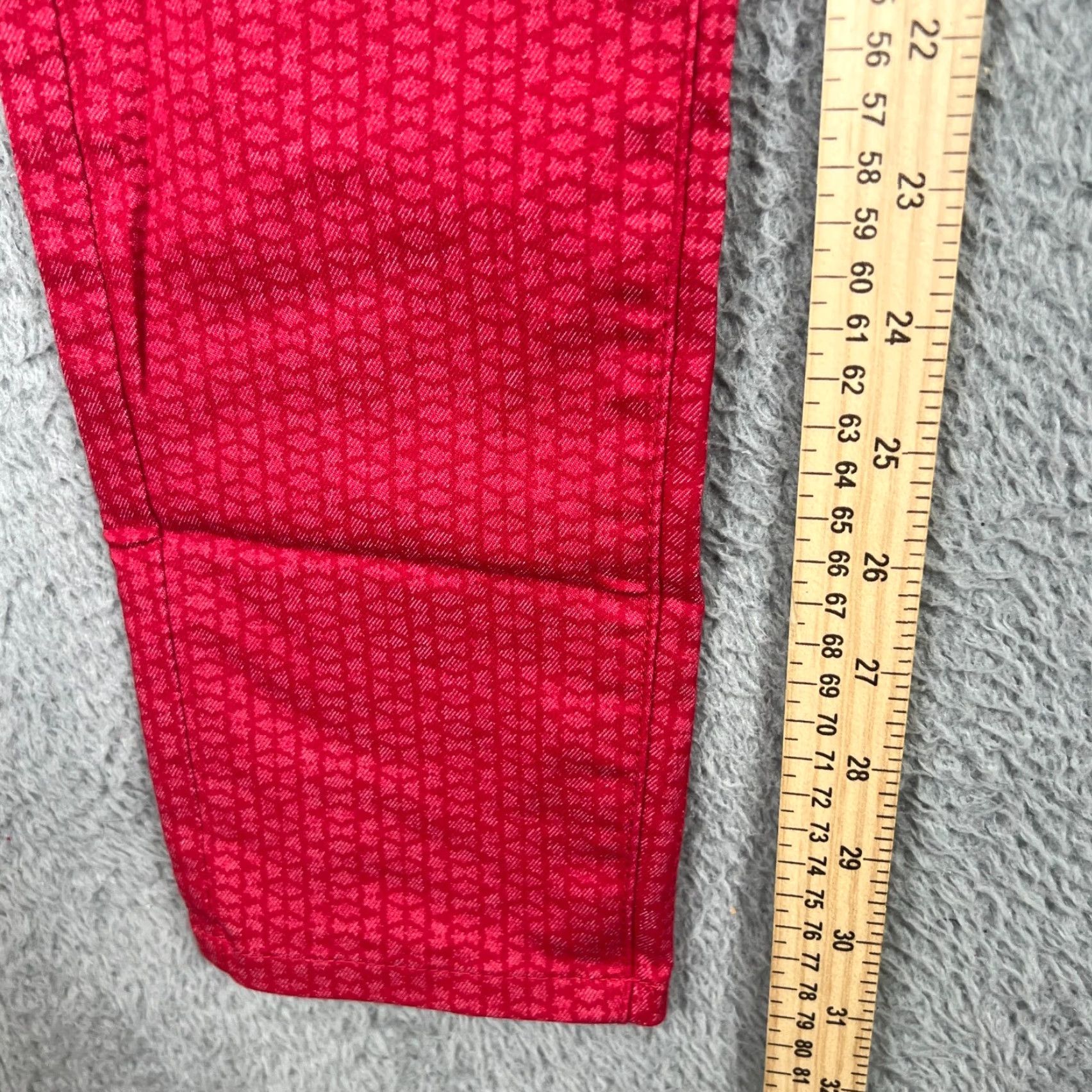 Prana prAna Womens Skinny Jeans Size 0 Red Geometric Organic Cotton Fitted 5-Pocket Size 25" / US 0 / IT 36 - 2 Thumbnail