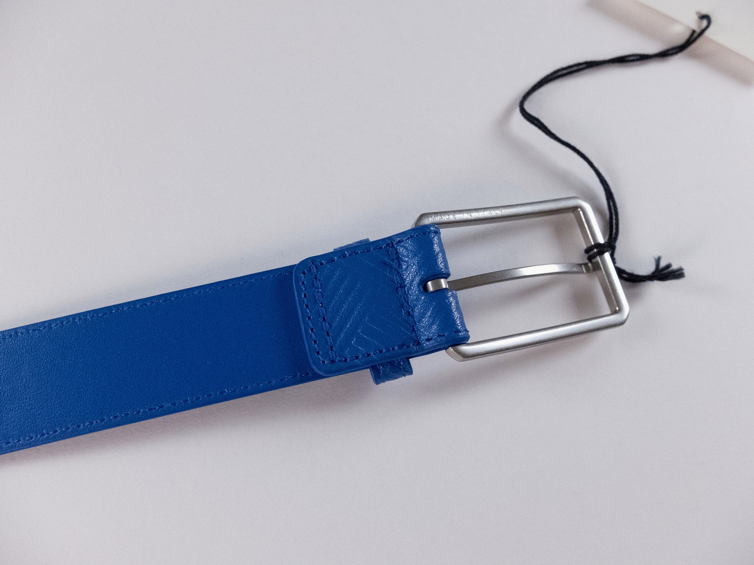 Bottega Veneta BOTTEGA VENETA blue intrecciato embossed leather belt 100 Size 38 - 6 Thumbnail