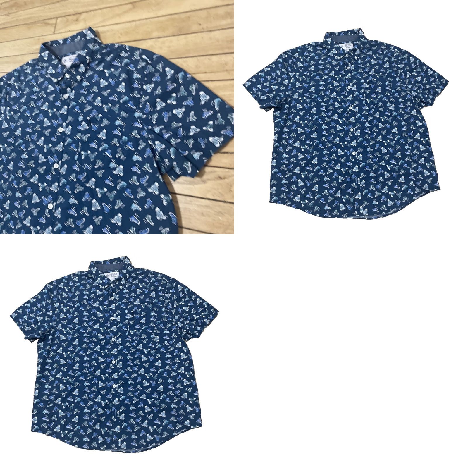 Vintage PENGUIN by MUNSINGWEAR Shirt Men 2XL Blue Sneakers Print AOP Button Up Size US XXL / EU 58 / 5 - 10 Thumbnail