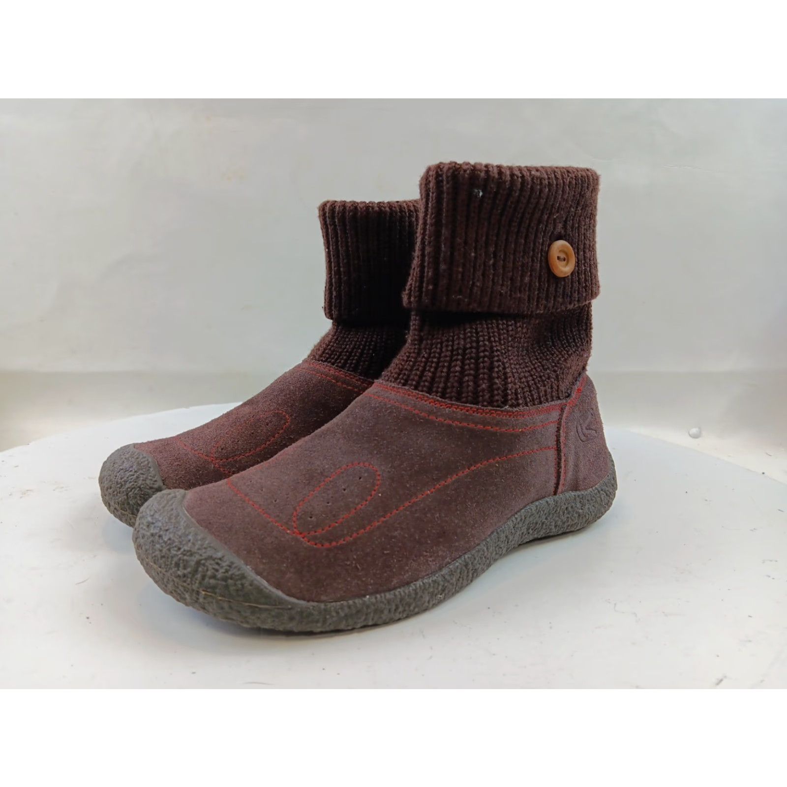 KEEN KEEN Shay Sweater Ankle Booties Slippers Women's Size 7.5 Brown Knit Foldover Bootie Sh Size M / US 6-8 / IT 42-44 - 3 Thumbnail