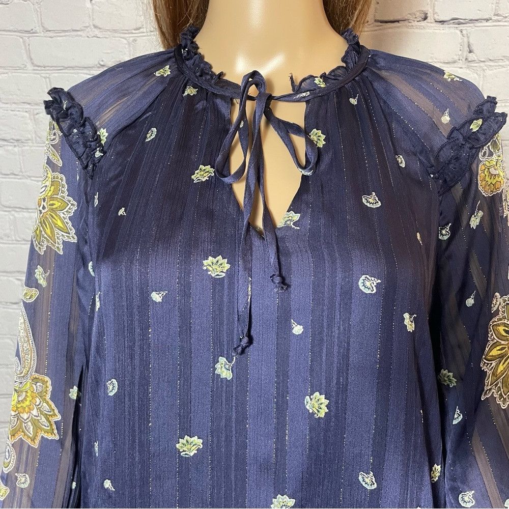 Other NWT New Figueroa & Flower Printed Ruffle Tie Neck Long Slee Size L / US 10 / IT 46 - 9 Thumbnail