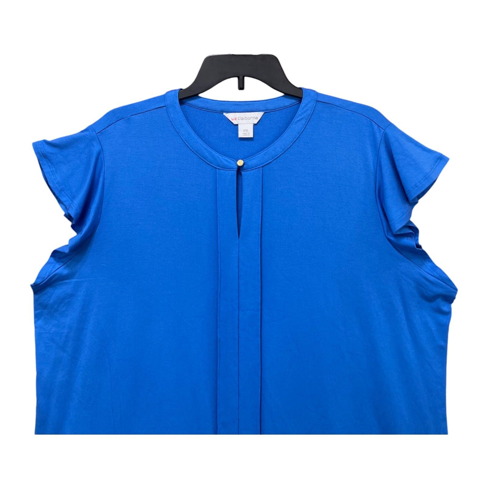Other Liz Claiborne - Women's Keyhole Neck Short Sleeve Blouse - B Size XXL / US 16-18 / IT 52-54 - 14 Thumbnail