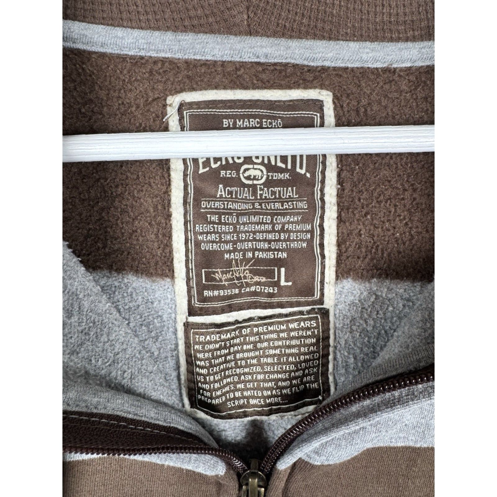 Ecko Unltd. VINTAGE Ecko Unltd. Hoodie Full Zip Striped Gray Brown Men’s L - Y2K Sweatshirt Fashion Sports Logo Crew Neck All Seasons Mens Size US L / EU 52-54 / 3 - 5 Thumbnail