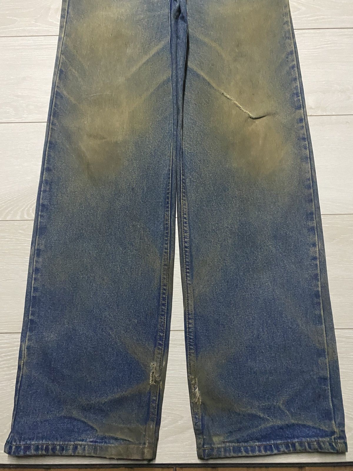 Evisu Relation Mud Wash Vintage Distressed Baggy Wide Leg Jeans Size US 33 - 5 Thumbnail