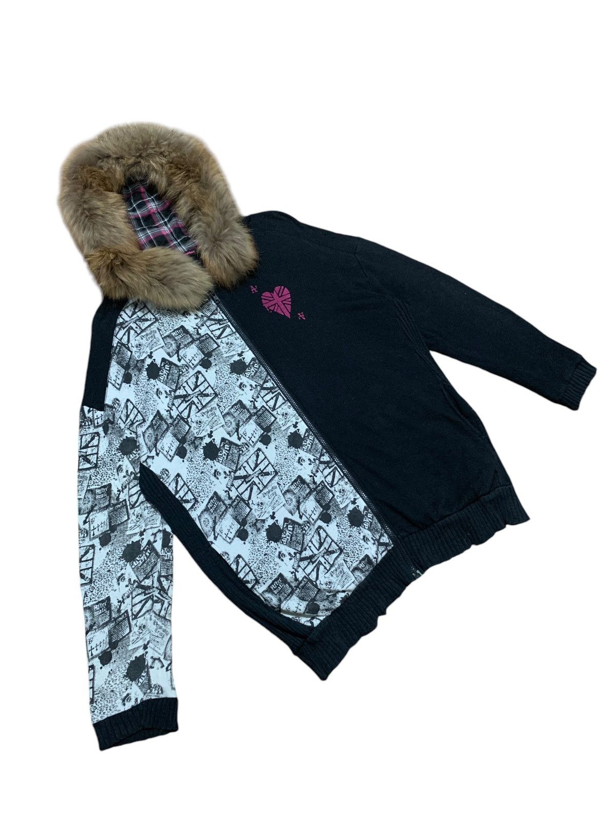 If Six Was Nine 2000s Algonquins poem cross skull rock punk fur hoodie Size US L / EU 52-54 / 3 - 2 Thumbnail