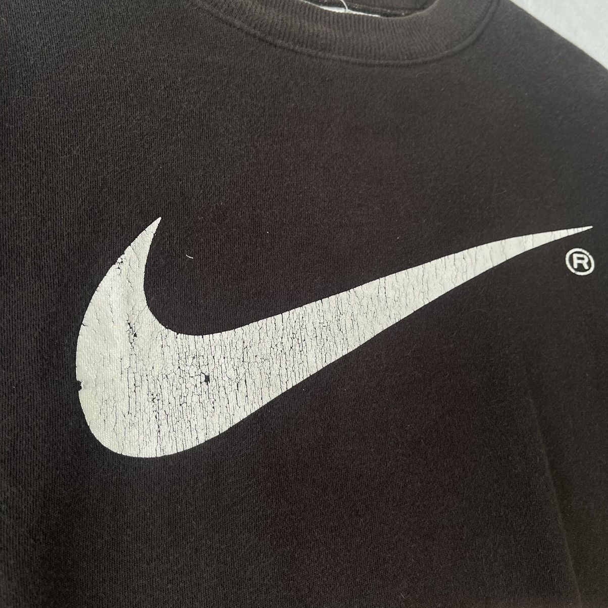 Nike Vintage 90s Nike Big Swoosh Black Crewneck Sweatshirt Size US XL / EU 56 / 4 - 2 Thumbnail
