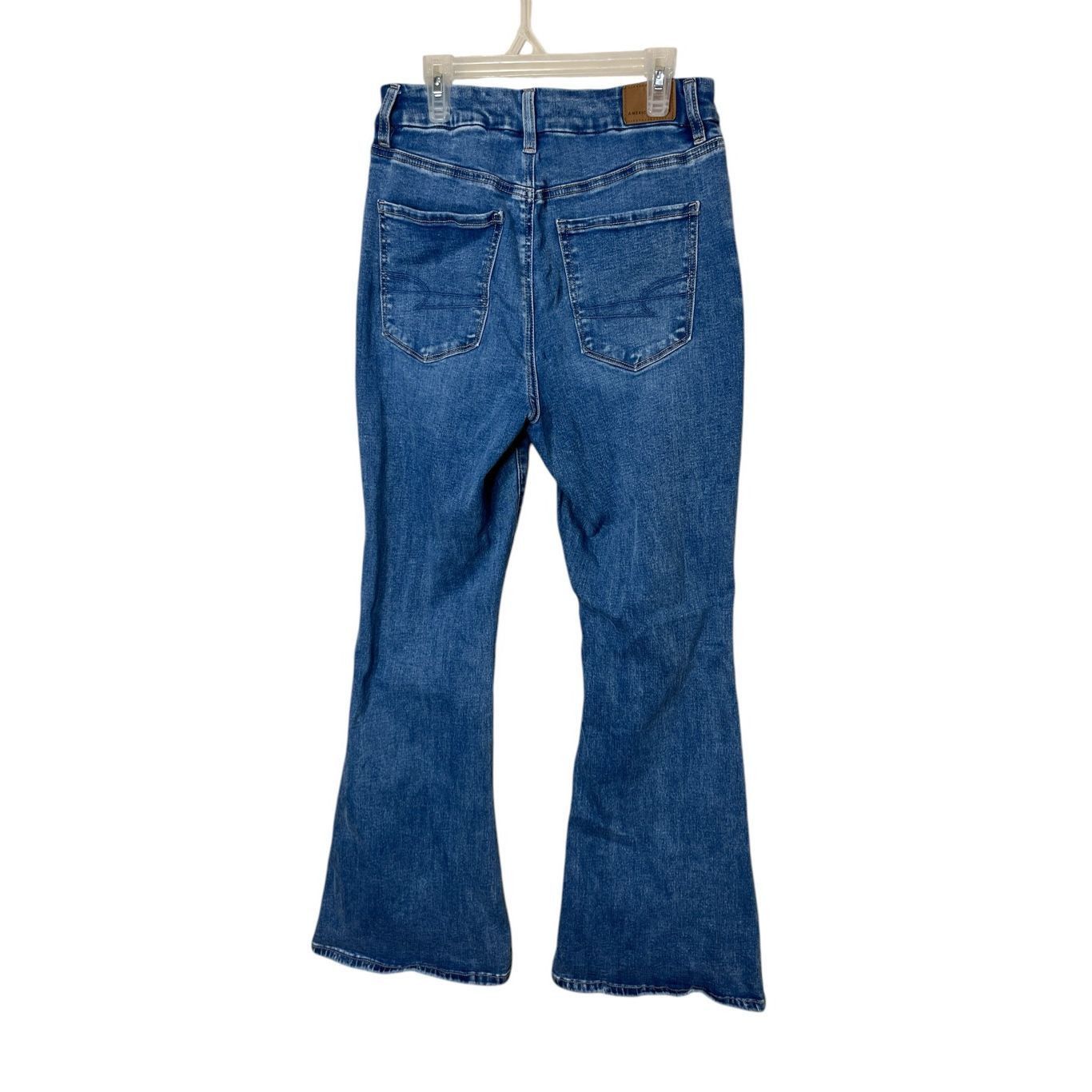 American Eagle Outfitters American Eagle Curvy Super High Rise Flare Distressed Jeans Size 28" / US 6 / IT 42 - 5 Thumbnail