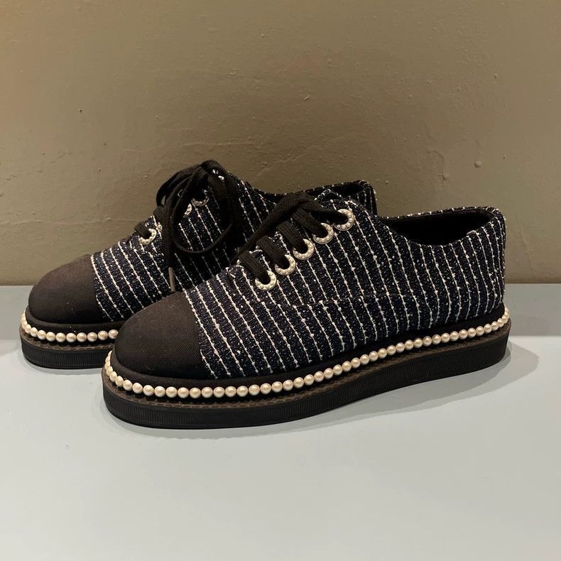 Chanel Chanel Black Fashion Sneakers with Ribbon Laces -2505 Size US 5.5 / EU 38 - 2 Thumbnail