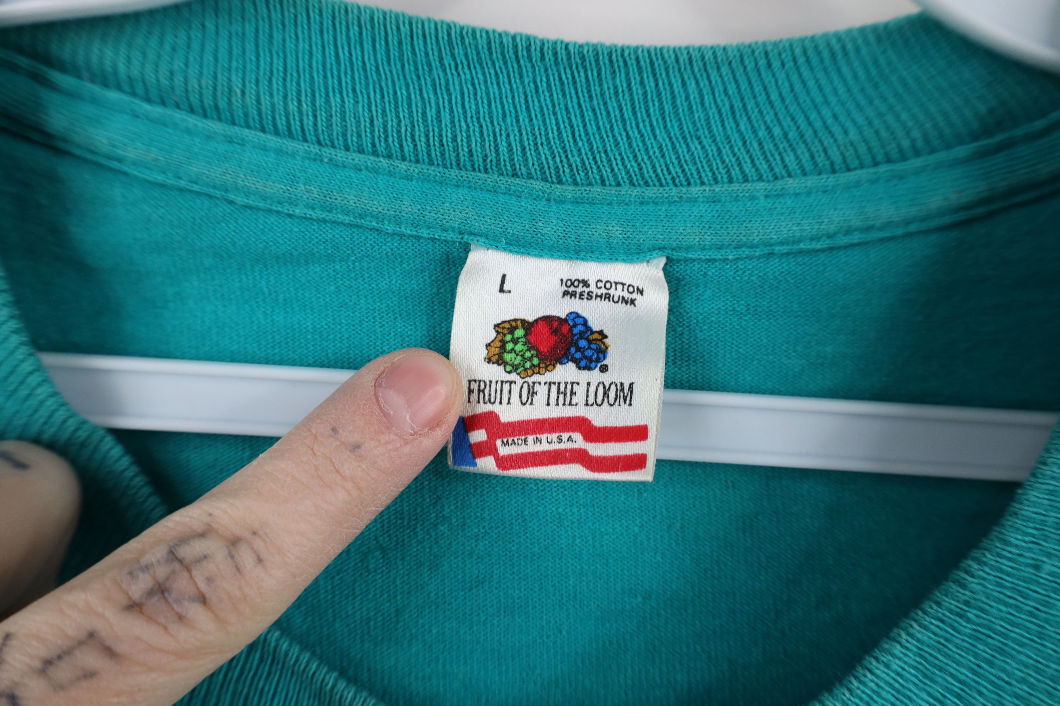 Vintage Vintage 90s Streetwear Leland Michigan T-Shirt Teal USA Size L / US 10 / IT 46 - 9 Thumbnail