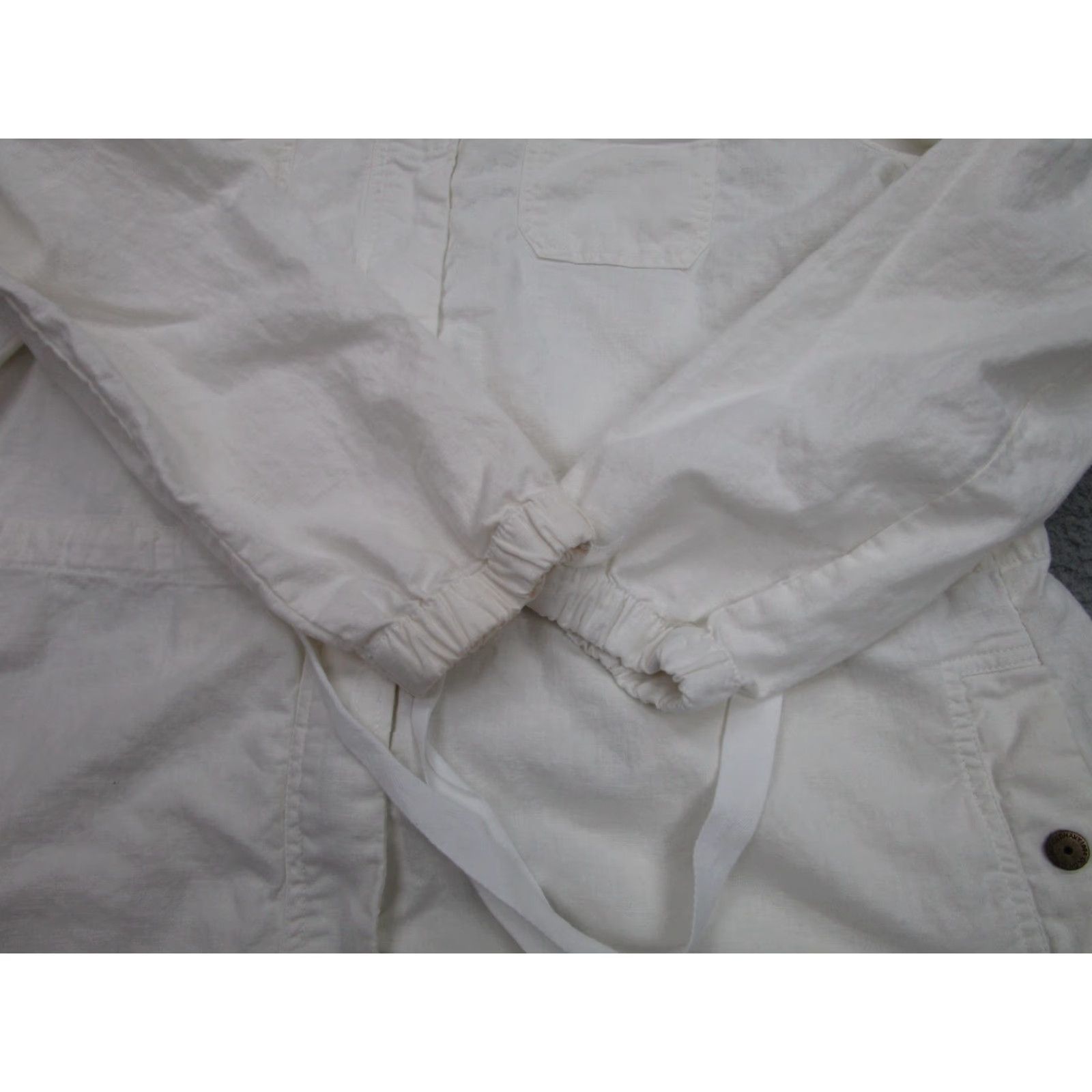Old Navy Old Navy Jacket Womens XL White Linen Blend Hooded Anorak Zip Pockets Belted Size XL / US 12-14 / IT 48-50 - 3 Thumbnail