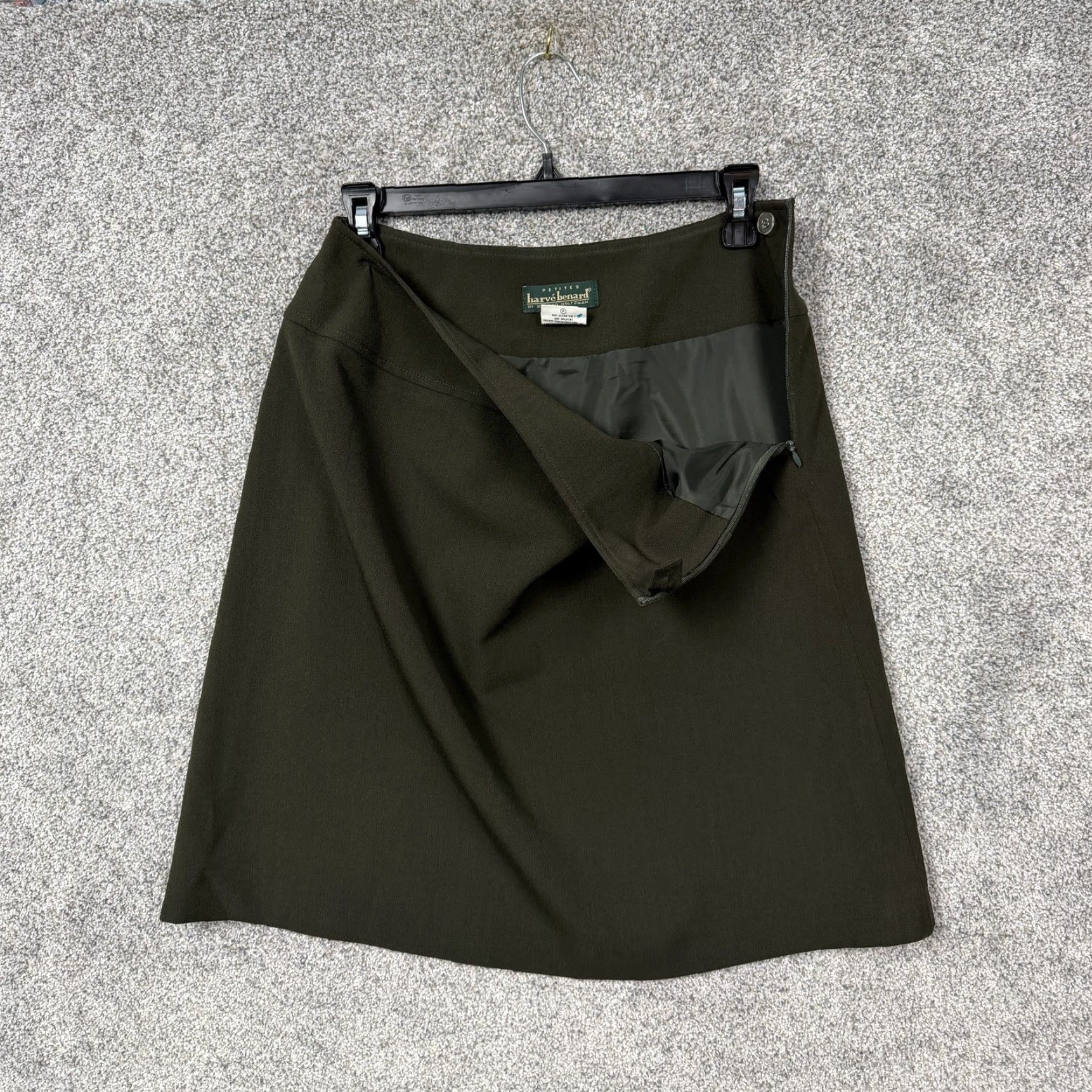 Vintage Harve Benard Skirt 8P Petite Green A-Line Knee Length Lined Stretch Office Chic Size 30" / US 8 / IT 44 - 6 Thumbnail