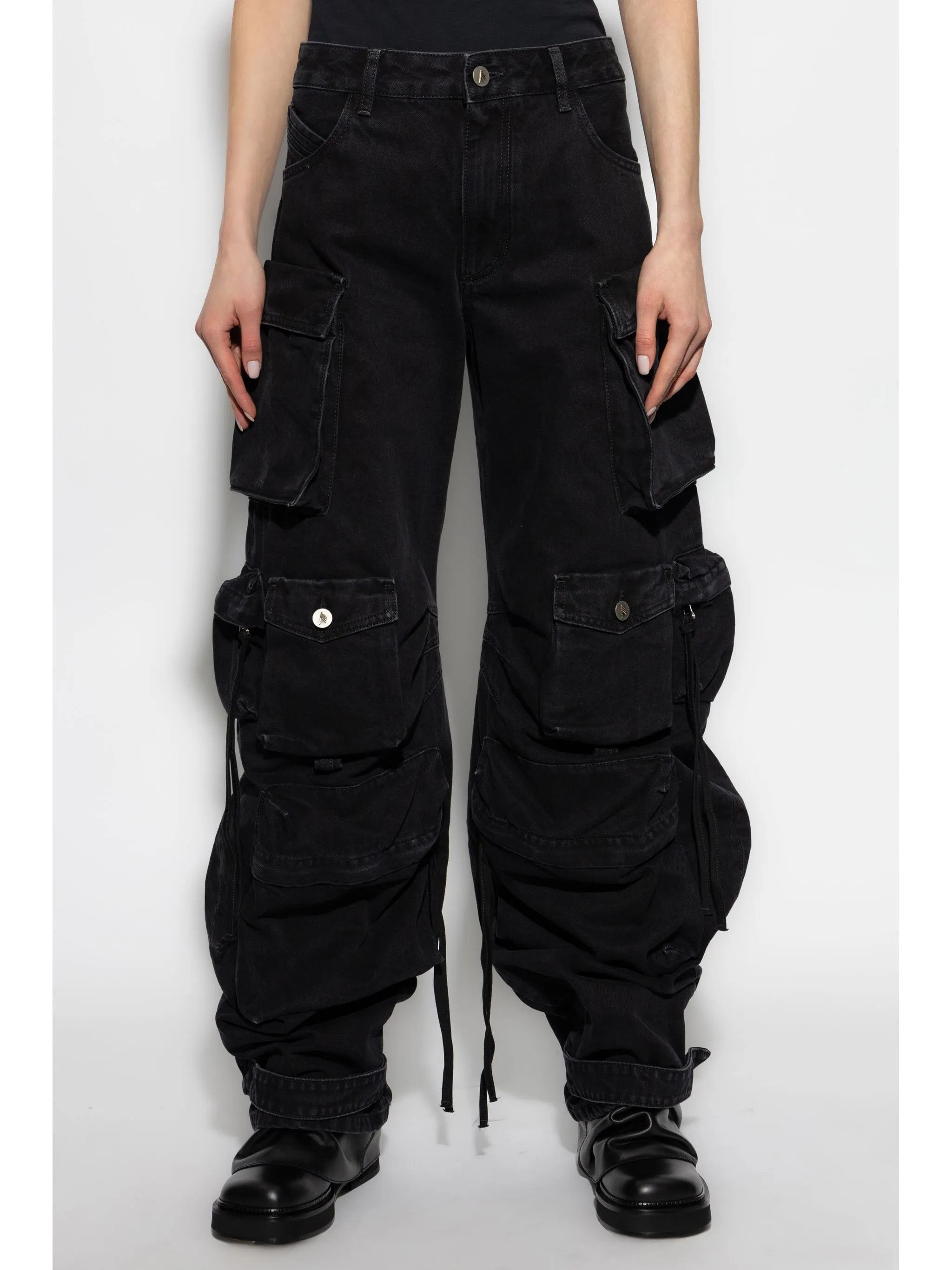 The Attico o1s22i1n0325 Fern Cargo Jeans in Black Size 25" / US 0 / IT 36 - 3 Thumbnail
