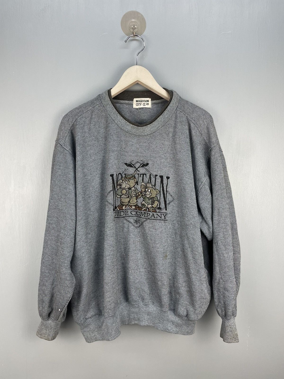 image of Vintage Mountain Guide Company Embroidery Sweatshirt in Grey, Men's (Size Large)