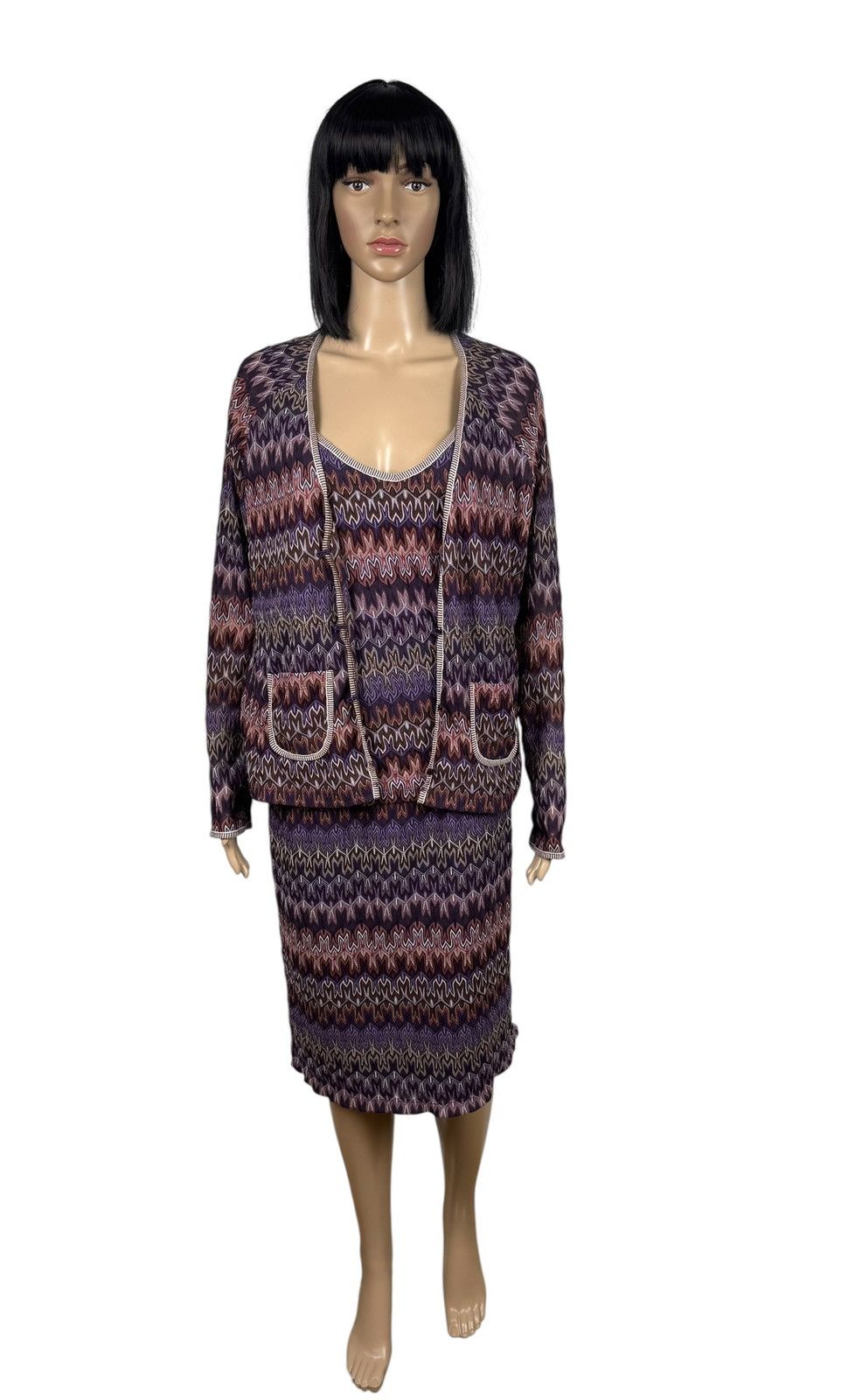 Missoni Missoni Knit Skirt Suit 3 Peace Cardigan Tank Top size L Size L / US 10 / IT 46 - 1 Thumbnail