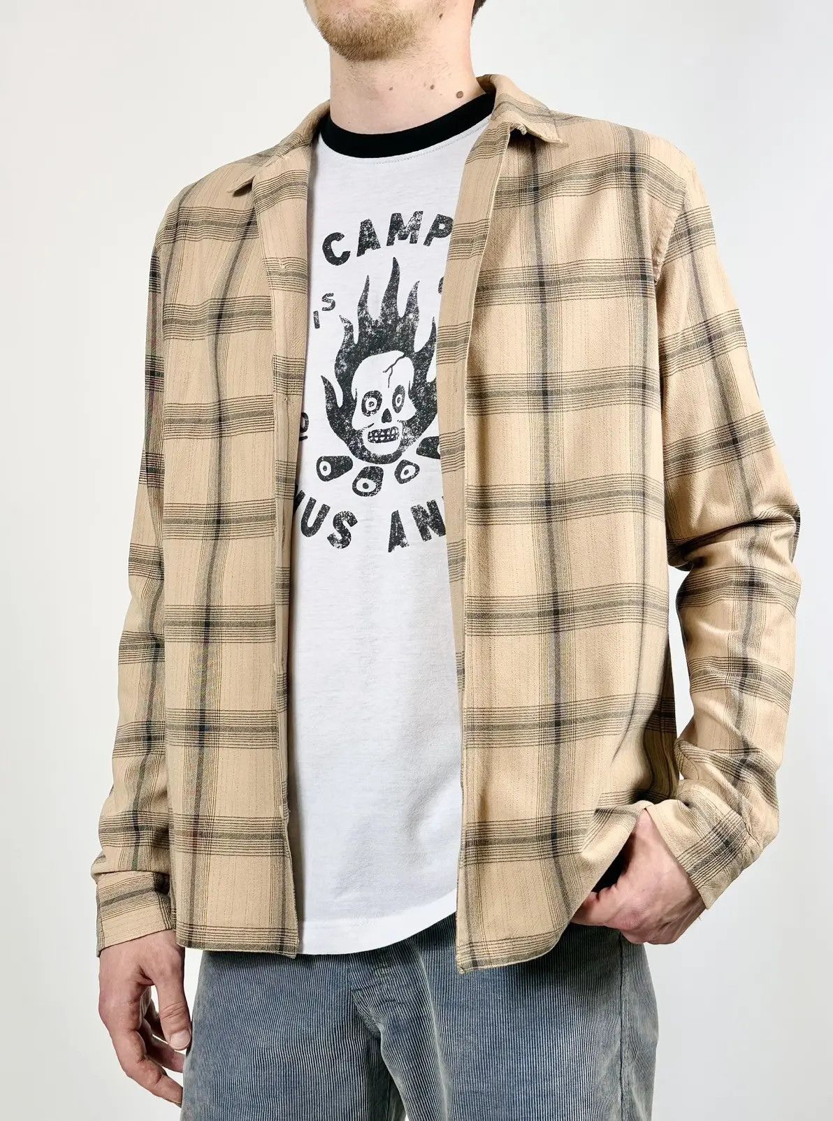 Allsaints Allsaints Flannel Distressed Check Long Sleeve Shirt Size US M / EU 48-50 / 2 - 2 Thumbnail
